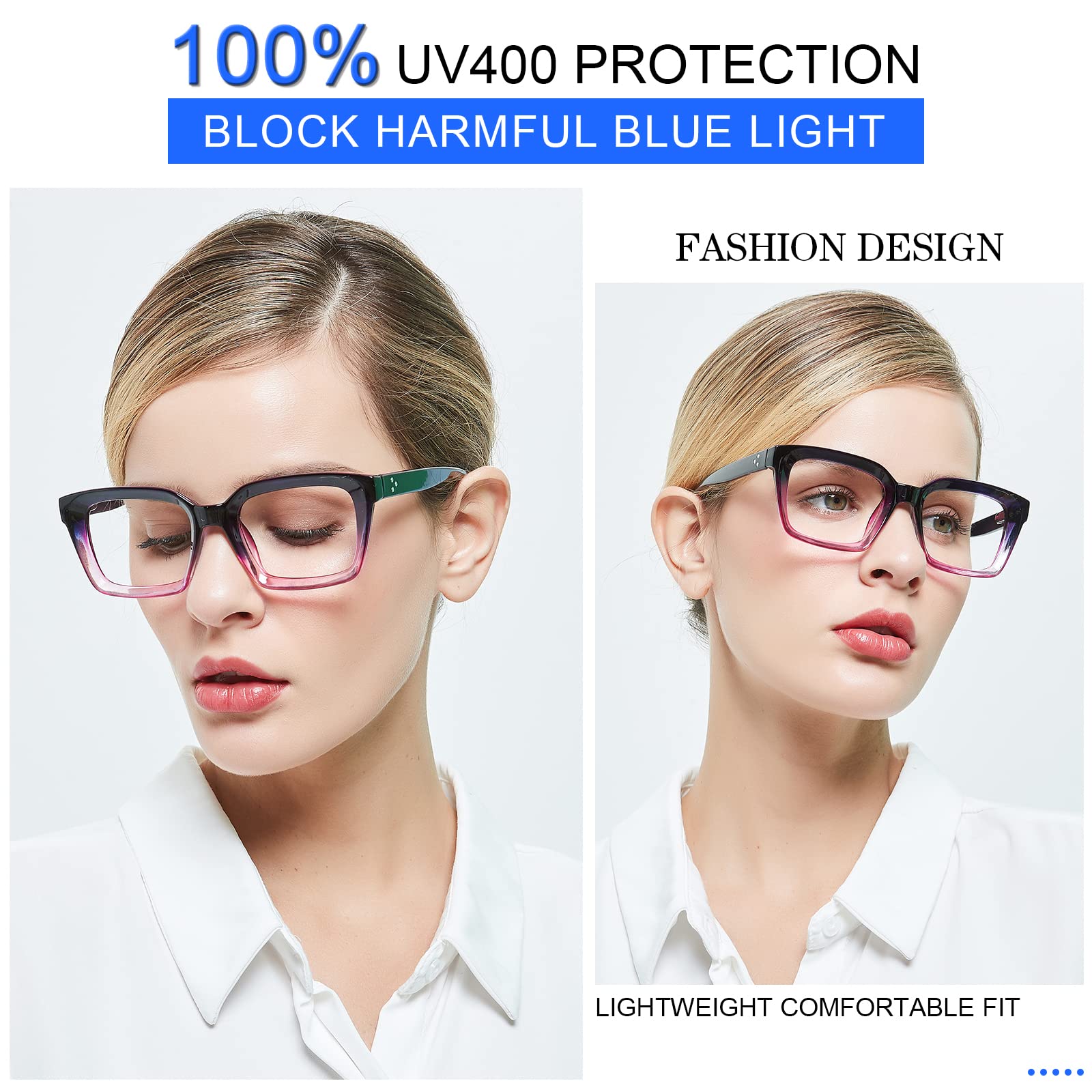 Blue Light Blocking Reading Glasses for Women - MARE AZZURO Computer Glasses with UV Protection (1.0-6.0 Strength, Purple) - Perfect for Office Work, Screen Time & Digital Eye Strain Relief
