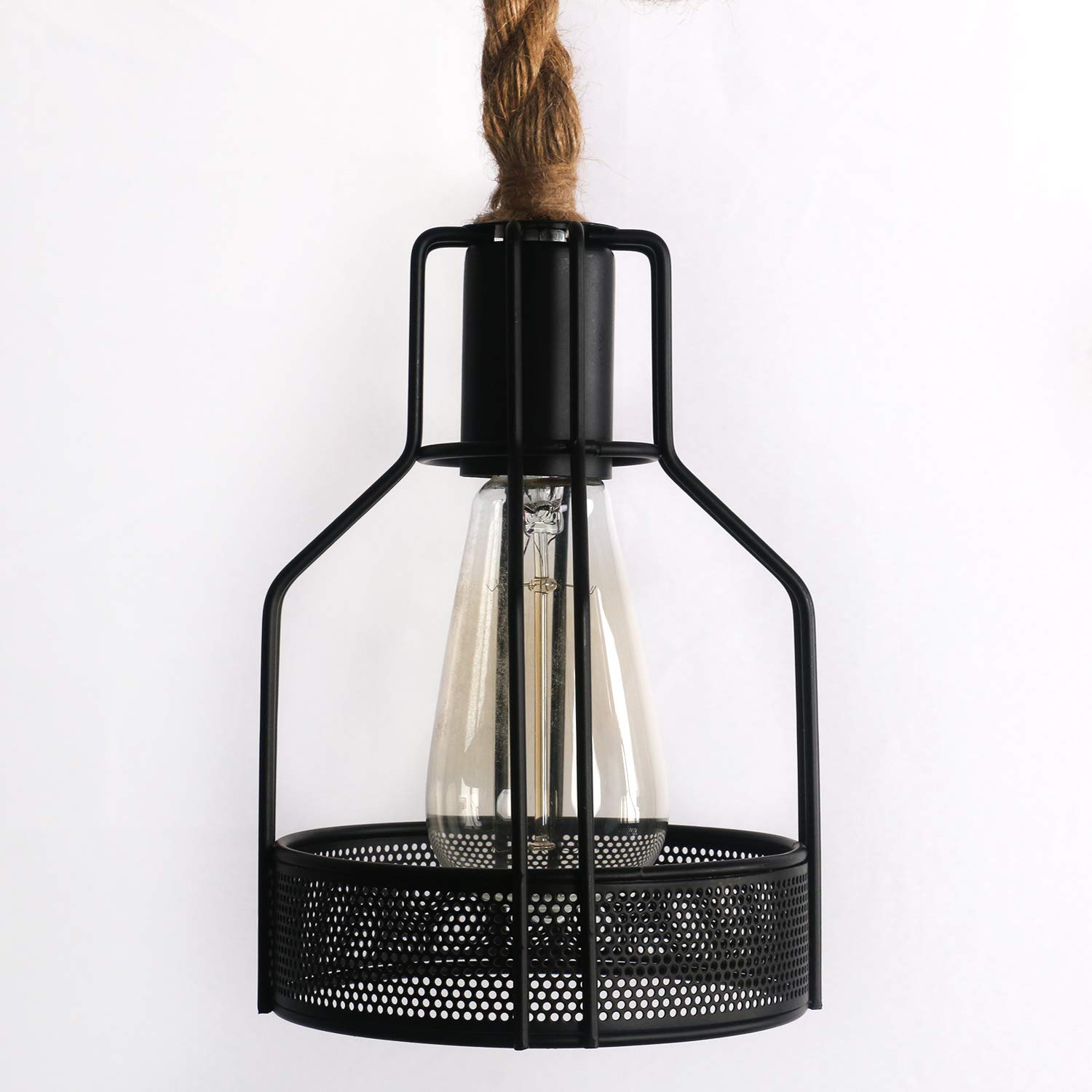Farmhouse Pendant Lights for Kitchen Island - Rustic Dining Room Ceiling Fixture with 5 E26 Bulb Sockets - Black Metal & Wood Beam Chandelier - Perfect for Farmhouse, Industrial & Modern Kitchens