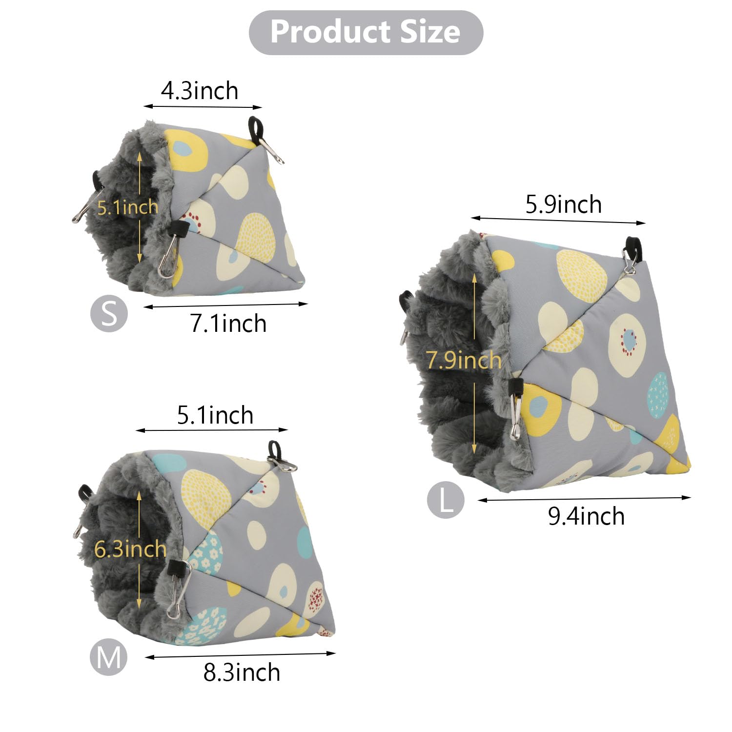 Warm Hanging Bird Nest House - Cozy Winter Hammock Bed for Parakeets, Budgies, Caique, Conures & Cockatiels (Small, Grey) - Perfect for Cage Snuggling & Resting