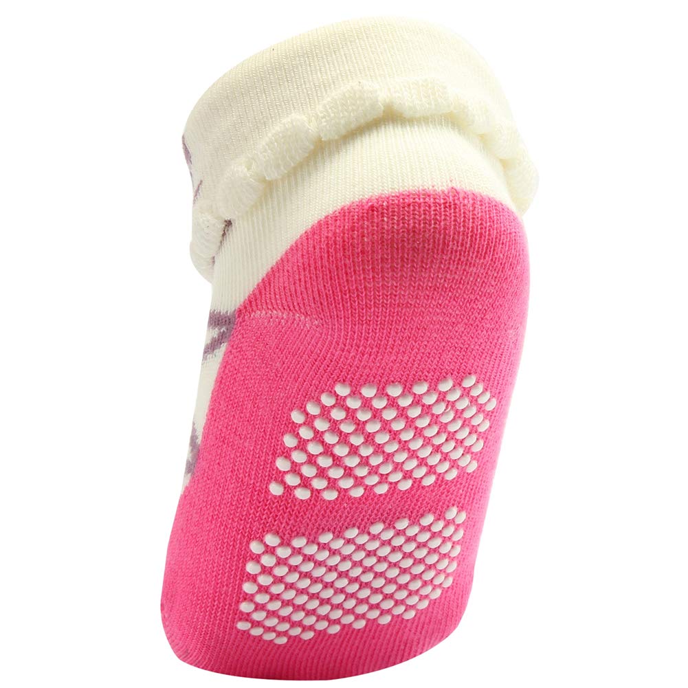 9 Pairs Baby Girl Non-Slip Grip Socks - Soft Cotton Anti-Skid Infant & Toddler Socks for Newborn to 24 Months - Perfect for Playtime, Daycare & First Steps