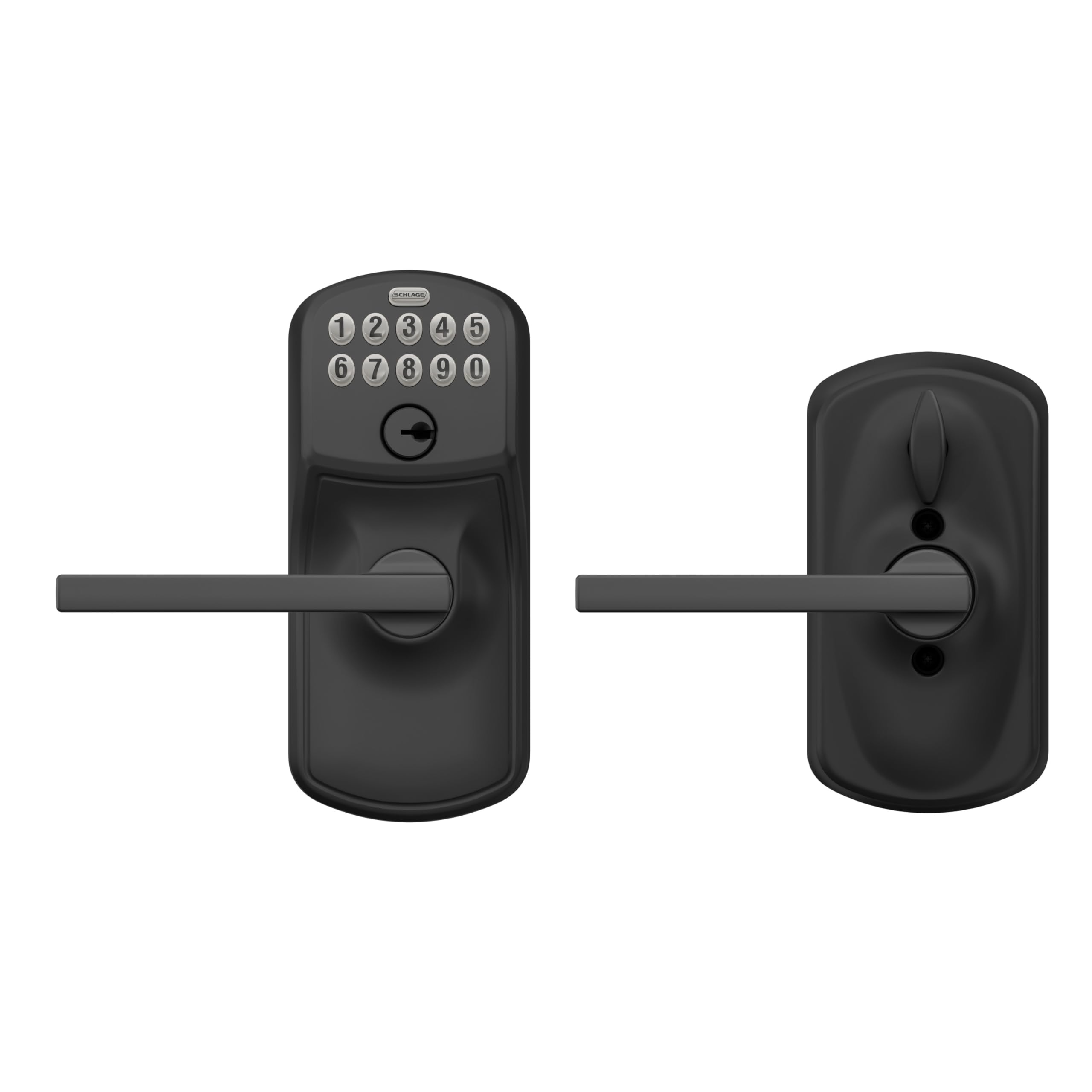 Schlage FE595 PLY 622 LAT Plymouth Keypad Entry Door Lock with Flex-Lock Technology & Latitude Lever - Matte Black Finish | Secure Keyless Entry for Homes & Offices