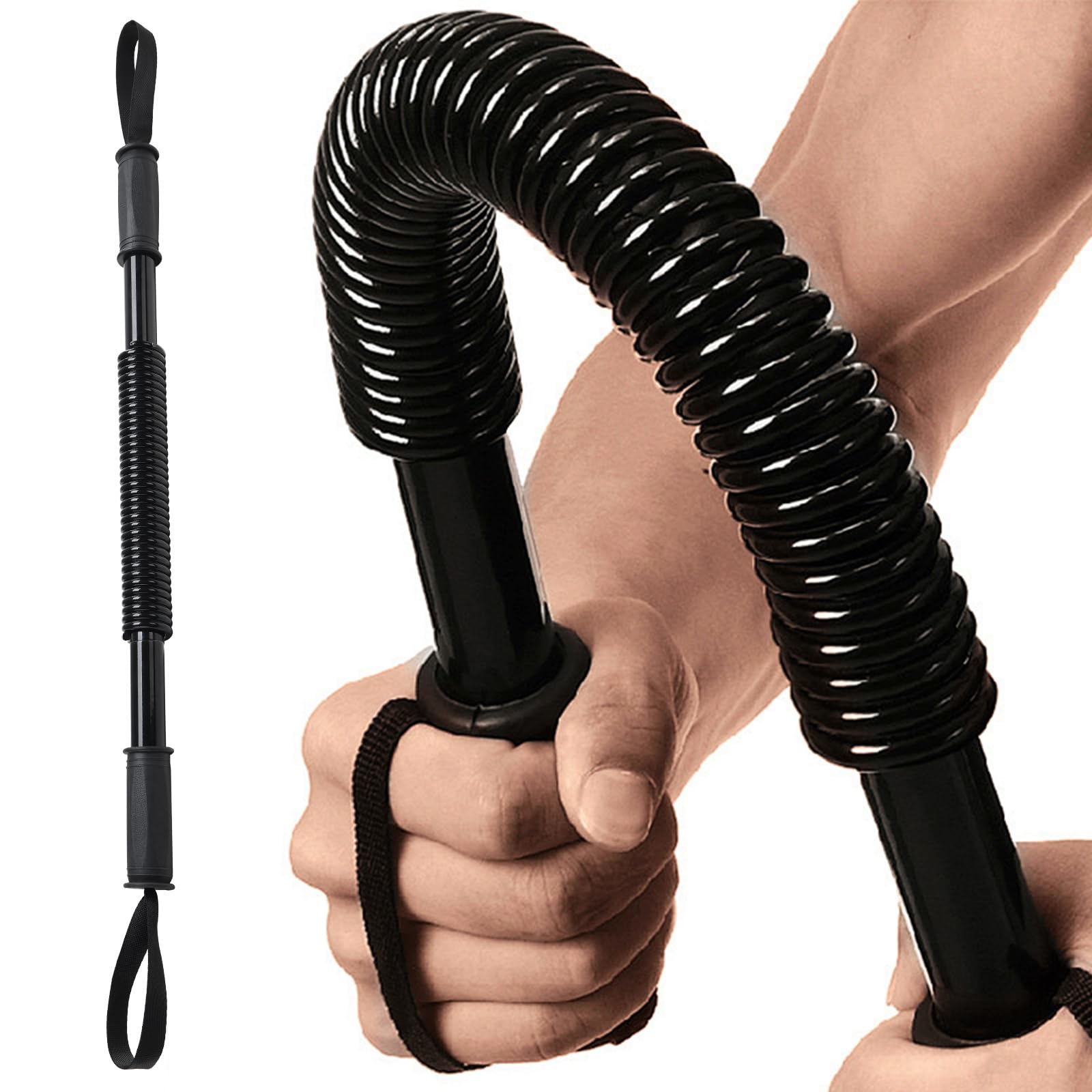 Power Twister Flex Bar - Upper Body Workout Equipment for Strength Training & Muscle Toning | Home Gym Essential for Arms, Chest & Back (Black)