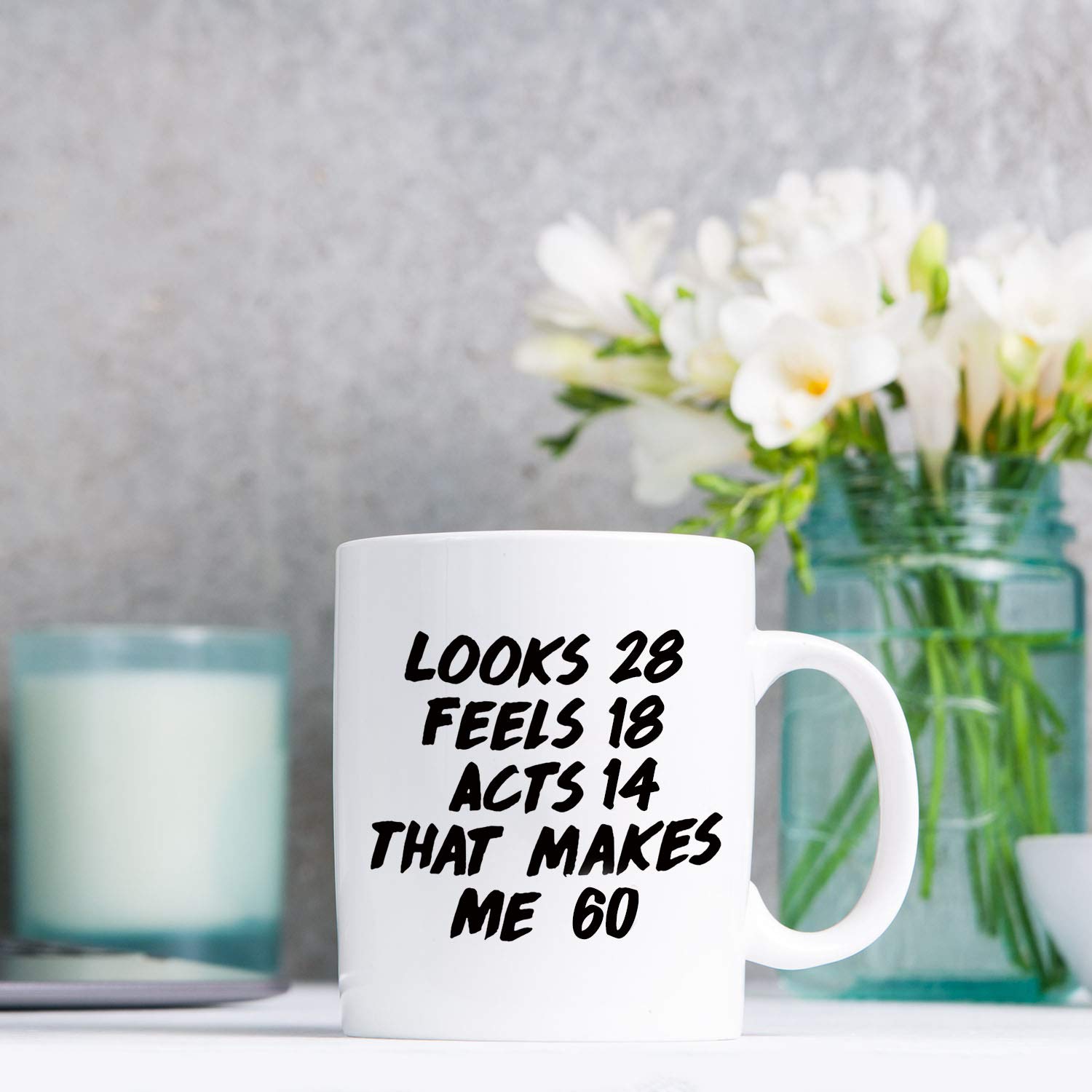 60th Birthday Gifts for Women 1959 - Funny 60 Years Old Birthday Coffee Mug for Mom, Wife, Sister, Friend - 11oz Ceramic Cup - Perfect Retirement Gift, Office Gift, Mother's Day Present