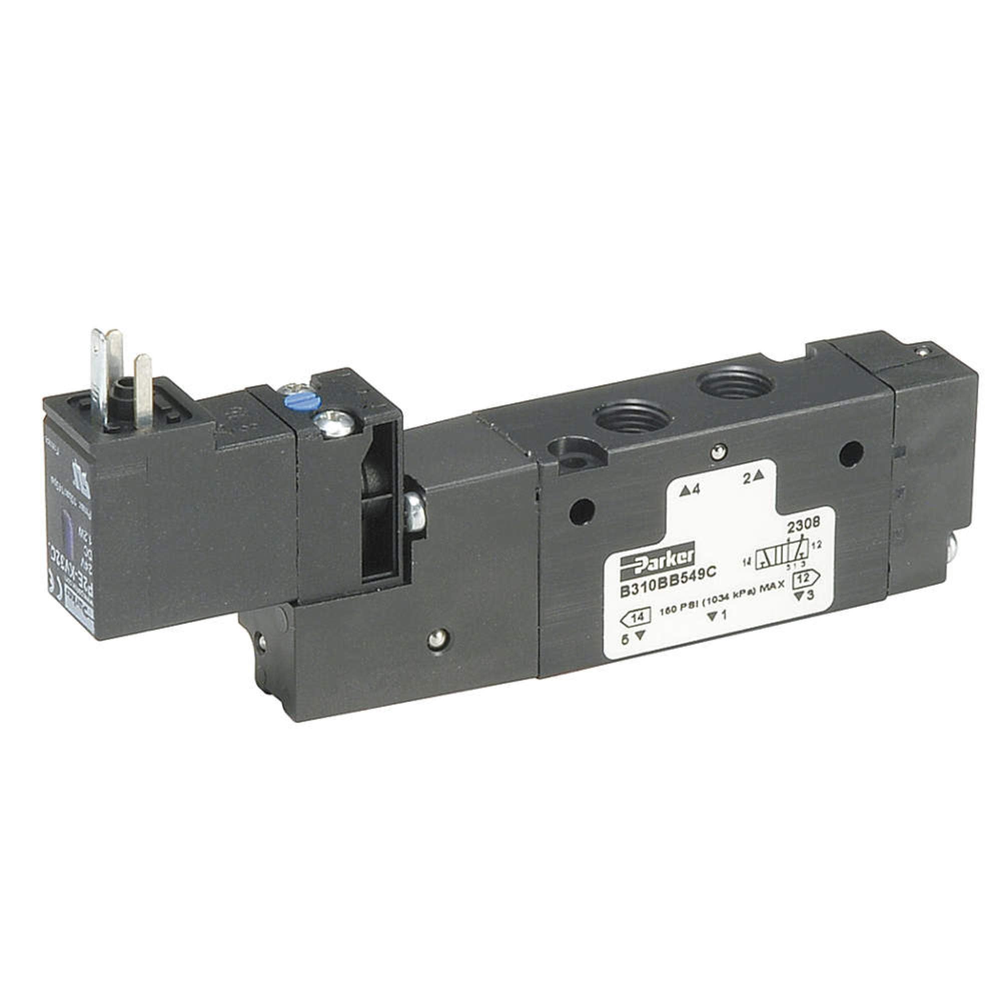 B310BB553C Series B3 Pneumatic 4-Way Air Control Valve, 2-Position Spring Return, 120/110V AC - Industrial Automation & Pneumatic Systems for Manufacturing, Packaging & Robotics