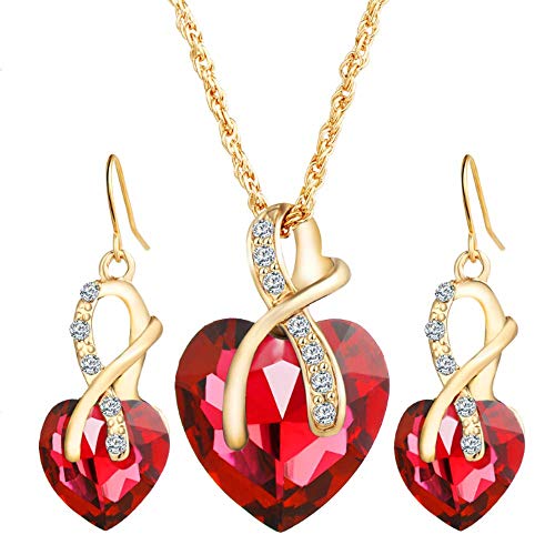 Red heart crystal set