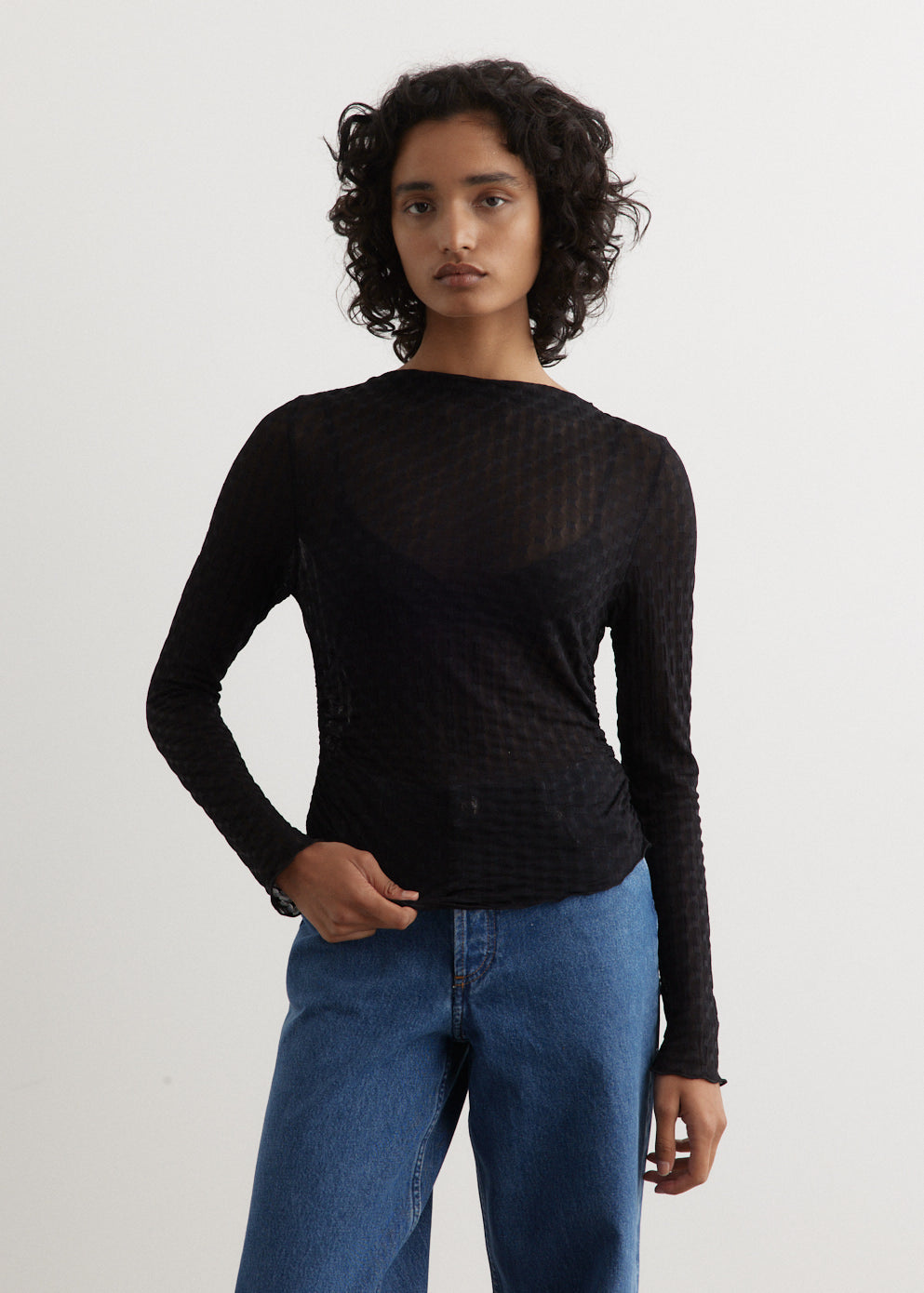 Aspect Mesh Top IWT0074BLK - Black Women's Athletic Workout Shirt for Running, Yoga & Gym - Breathable & Comfortable Fitness Apparel