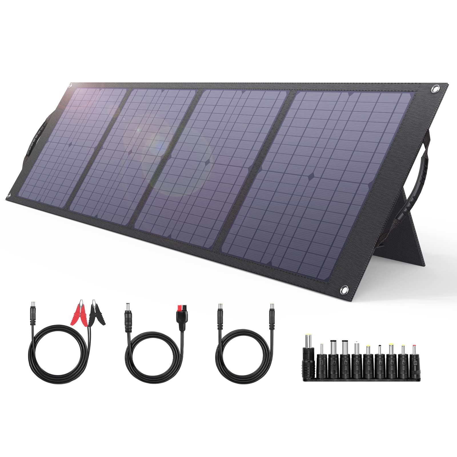BigBlue 80W Portable Solar Panel Charger with 18V/4.45A DC Output, PD USB-C & Dual USB Ports - Compatible with Jackery/Bluetti/Anker Power Stations, Phones, Tablets - Ideal for Camping, RV Trips & Emergency Power Backup