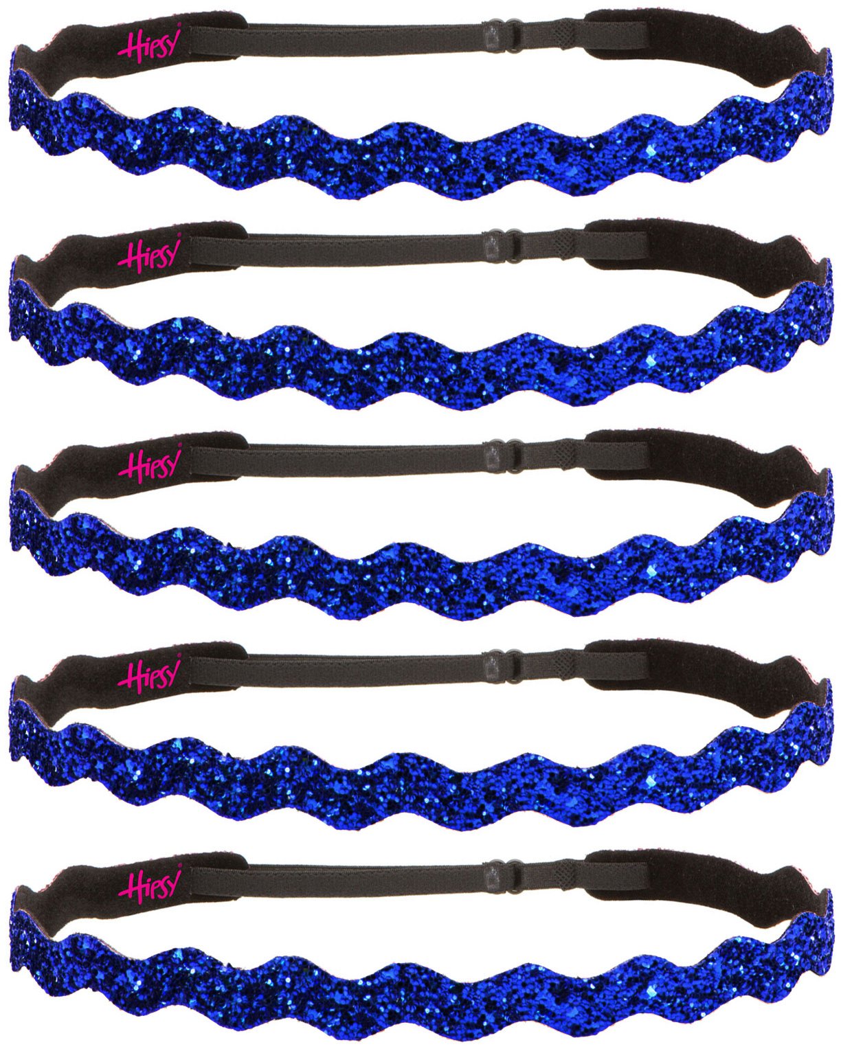 Hipsy Adjustable No-Slip Royal Blue Glitter Bling Headband for Women - 3 Pack - Perfect for Sports, Workouts, Running, Yoga & Team Spirit Accessories