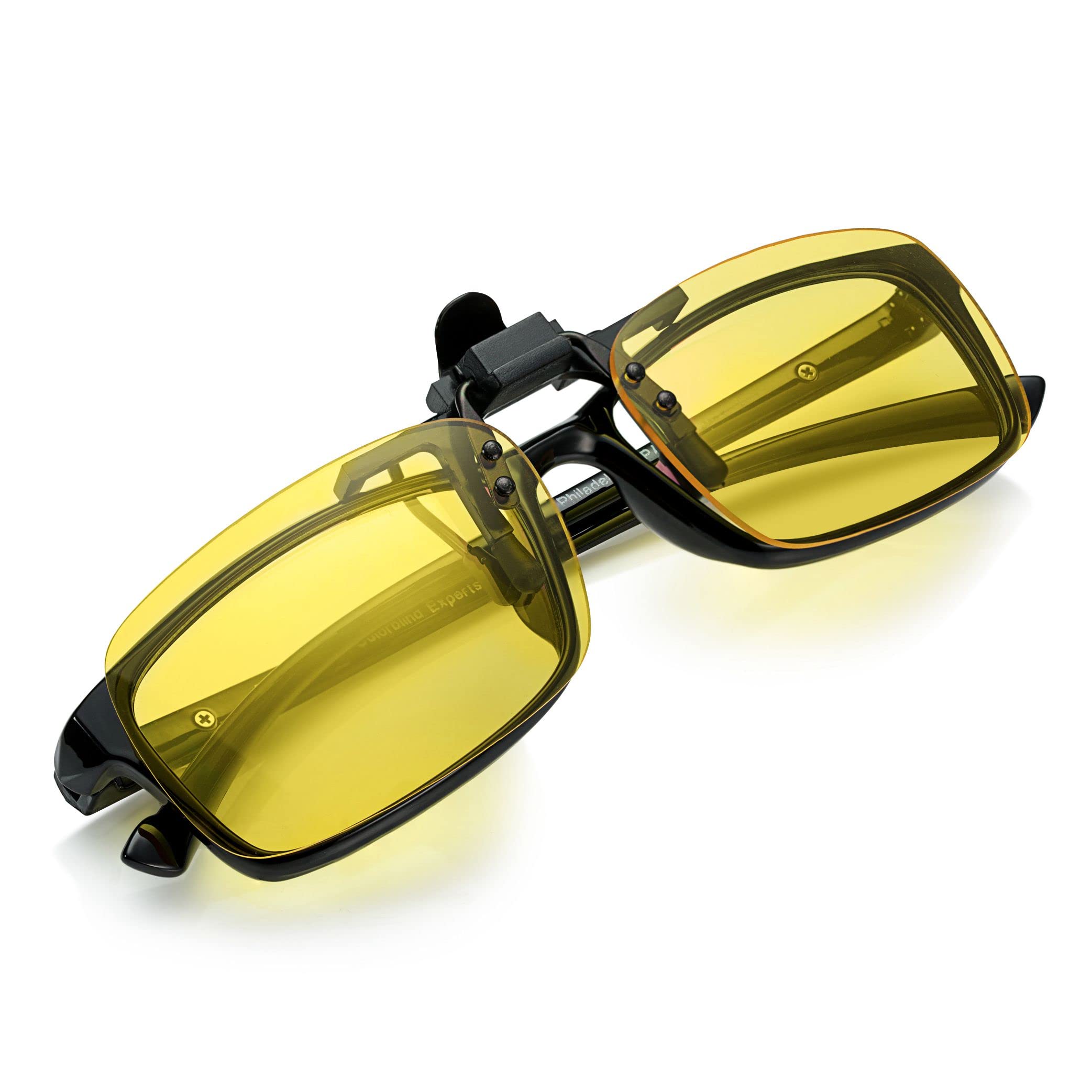 Color Blind Glasses Clip-On TP-023 with Yellow Lenses for Protanopia & Deuteranopia - Indoor & Outdoor Use for Reading, Driving & Watching TV