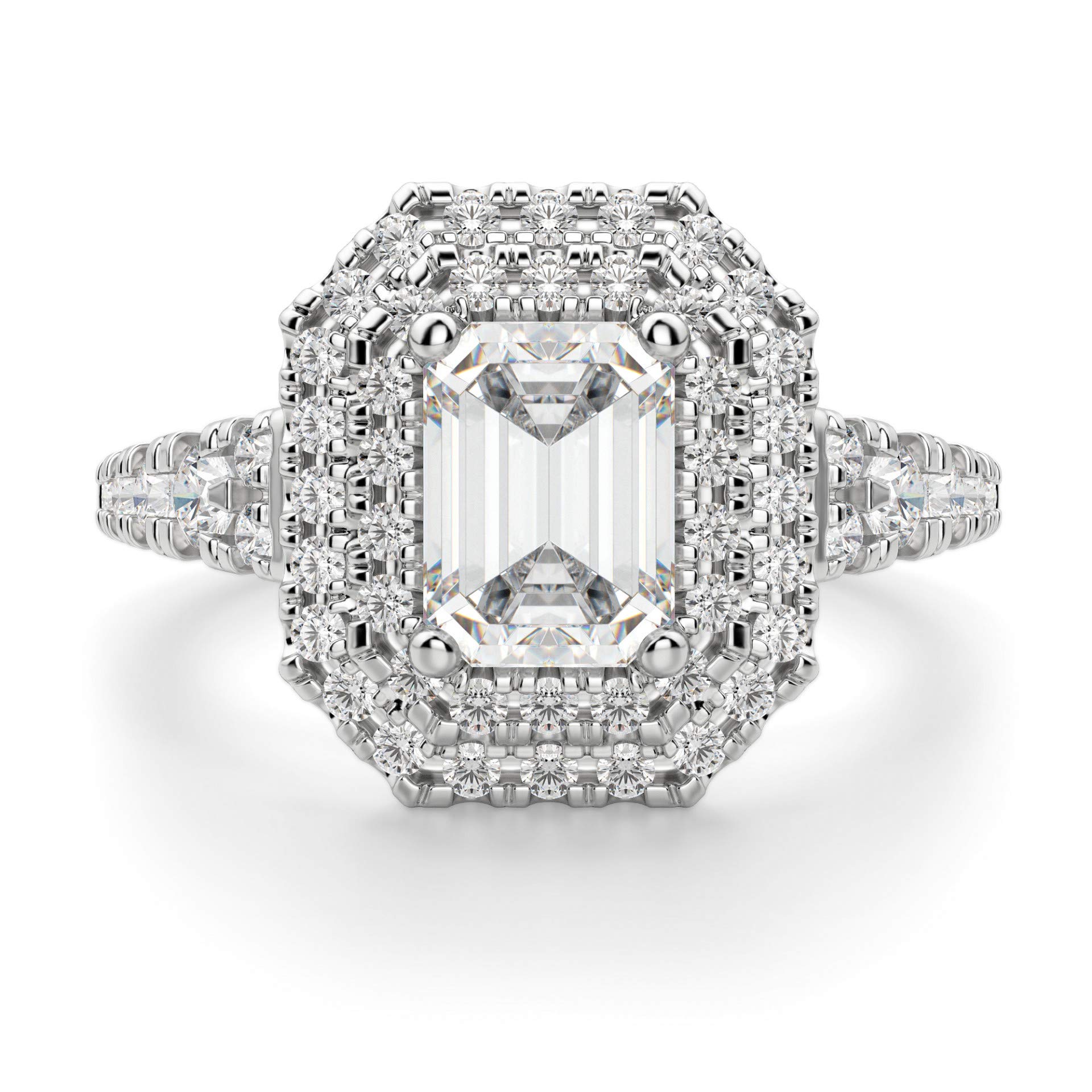 3 CT Emerald Cut Moissanite Engagement Ring Set for Women - Vintage Halo Solitaire Wedding Band, Anniversary Promise Ring - Perfect for Bridal, Proposals & Special Occasions