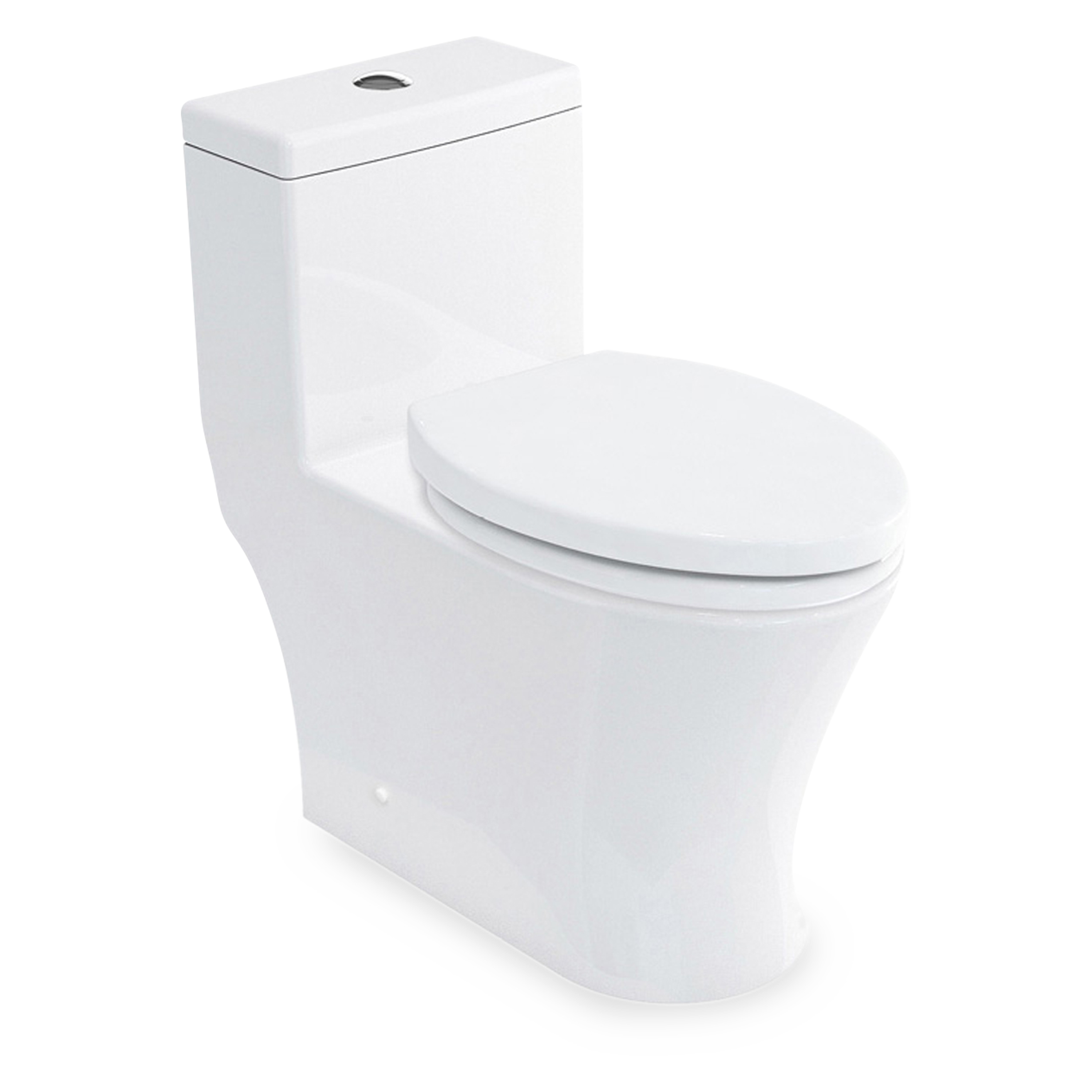 M Pro One Piece Toilet in White - Modern Water-Saving Bathroom Toilet for Home & Commercial Use