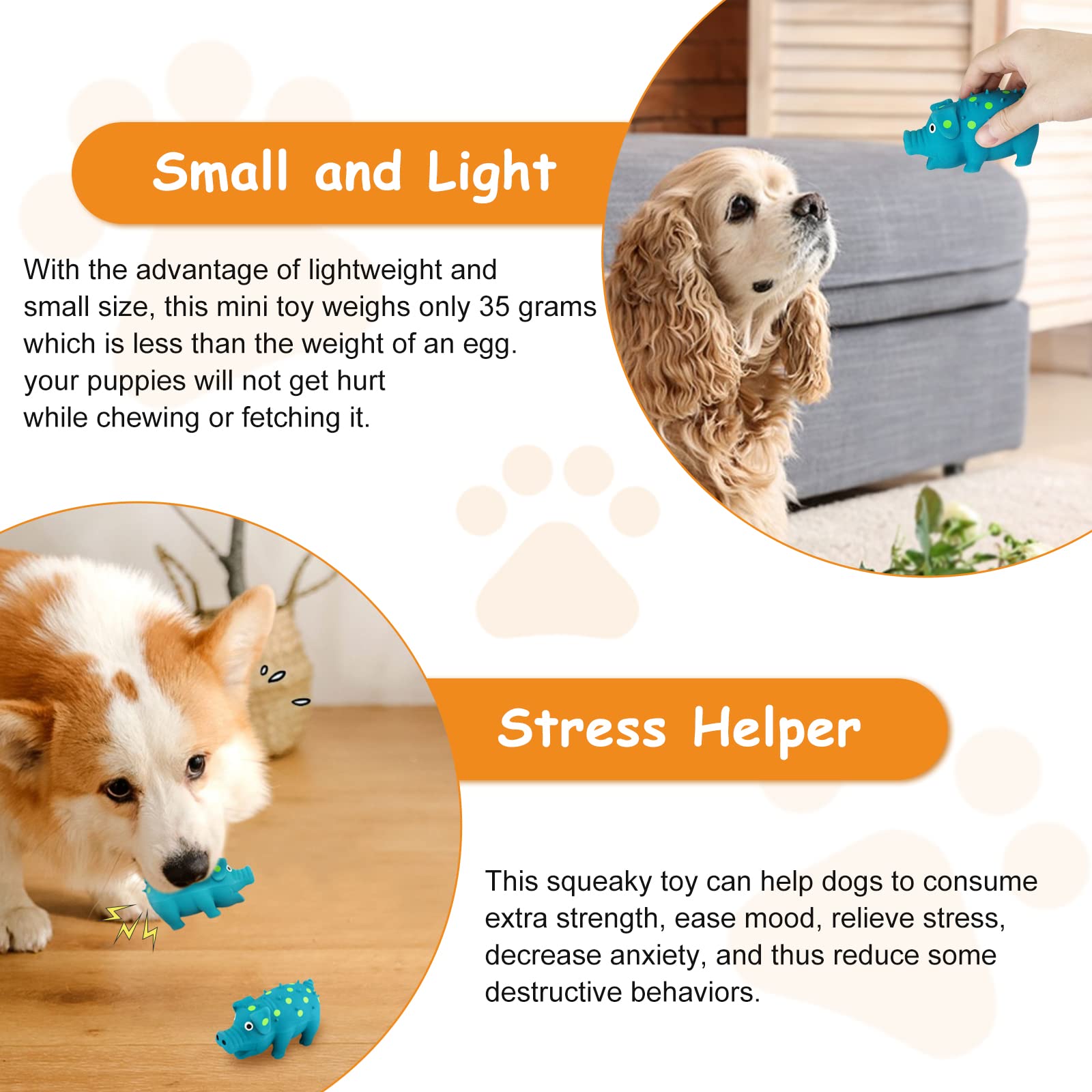 WishLotus Natural Latex Pig-Shaped Dog Chew Toy - Puppy Teething & Teeth Cleaning Squeaky Toy for Small Dogs - Stress Relief & Boredom Buster for Puppies - Perfect for Playtime, Training & Anxiety Relief (1pc)