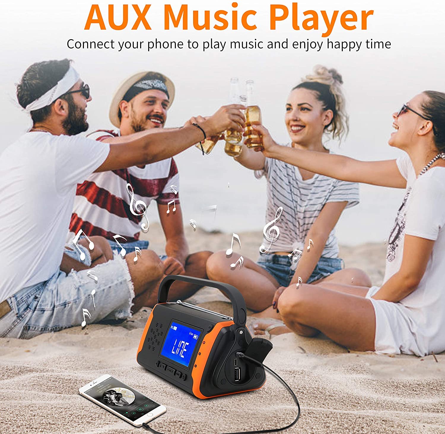 4000mAh Emergency Weather Radio with Hand Crank & Solar Power - Portable AM/FM/NOAA Radio, Phone Charger, LED Flashlight & SOS Alarm for Outdoor Camping, Hiking & Survival Kits