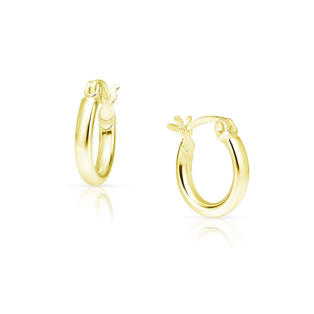 Sterling Silver Click Top Hoop Earrings 15-70mm - Lightweight Yellow Gold Dipped Earrings for Women | Everyday Wear, Party & Gift Giving