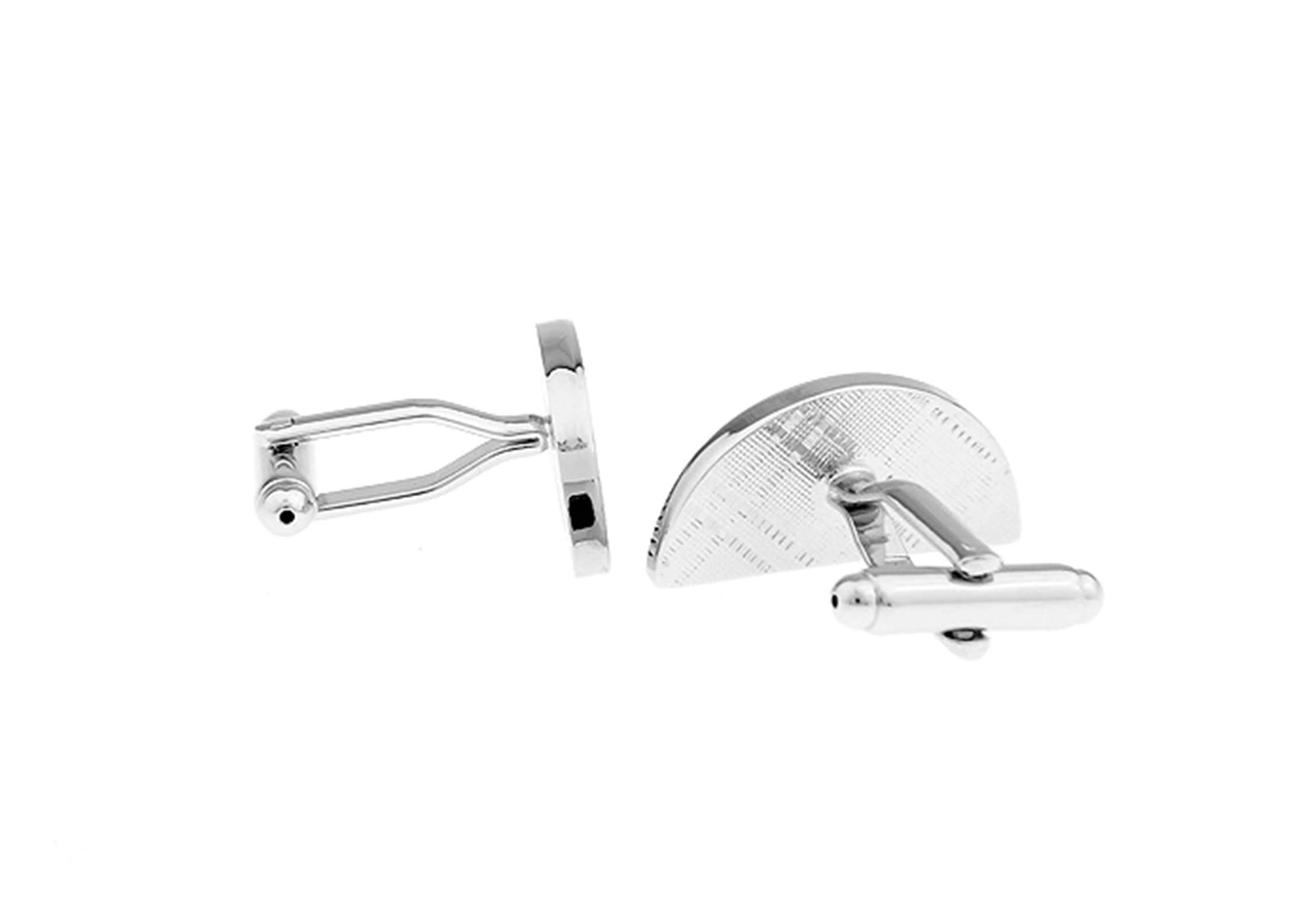 Elegant Wedding Cufflinks Set - Silver & Copper Semicircle Ruler Design for Men | Perfect Business, Father's Day Gift for Dad & Husband | Ideal for Formal Events, Weddings & Office Wear