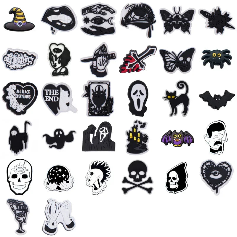 Skull Shoe Charms for Crocs - Fashionable Decor Pins for Kids, Men & Women - Perfect for Crocs Sandals, Clogs, Jeans & Shoe Accessories - Great for School, Parties & Everyday Style