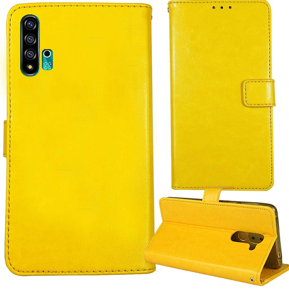 Premium Leather Flip Case for XGODY X30 - Wallet & Card Slot - Yellow