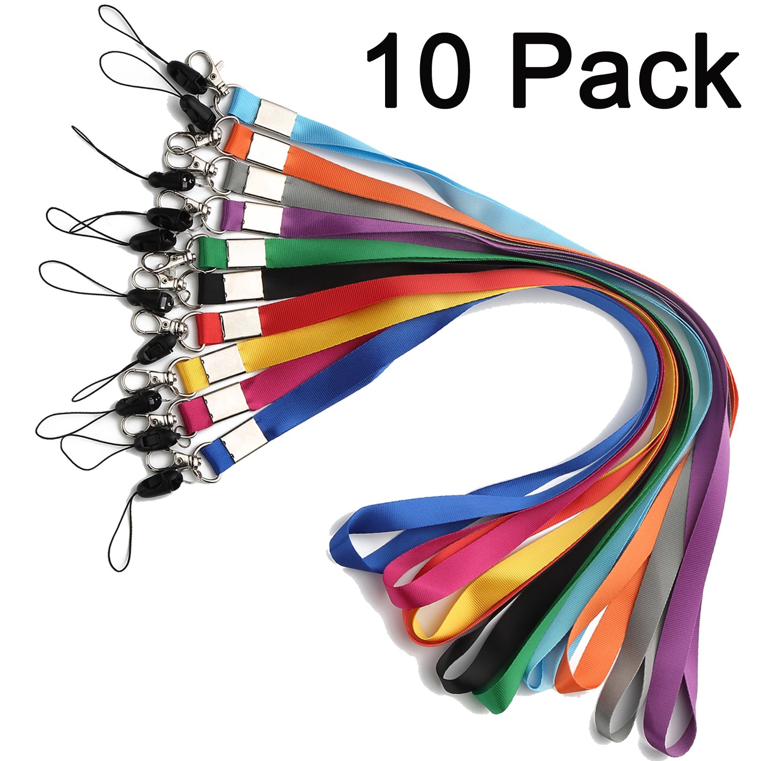 YOUOWO 10 Pcs Colorful ID Lanyards for Office, Cruise & Kids - Multi-Purpose Use