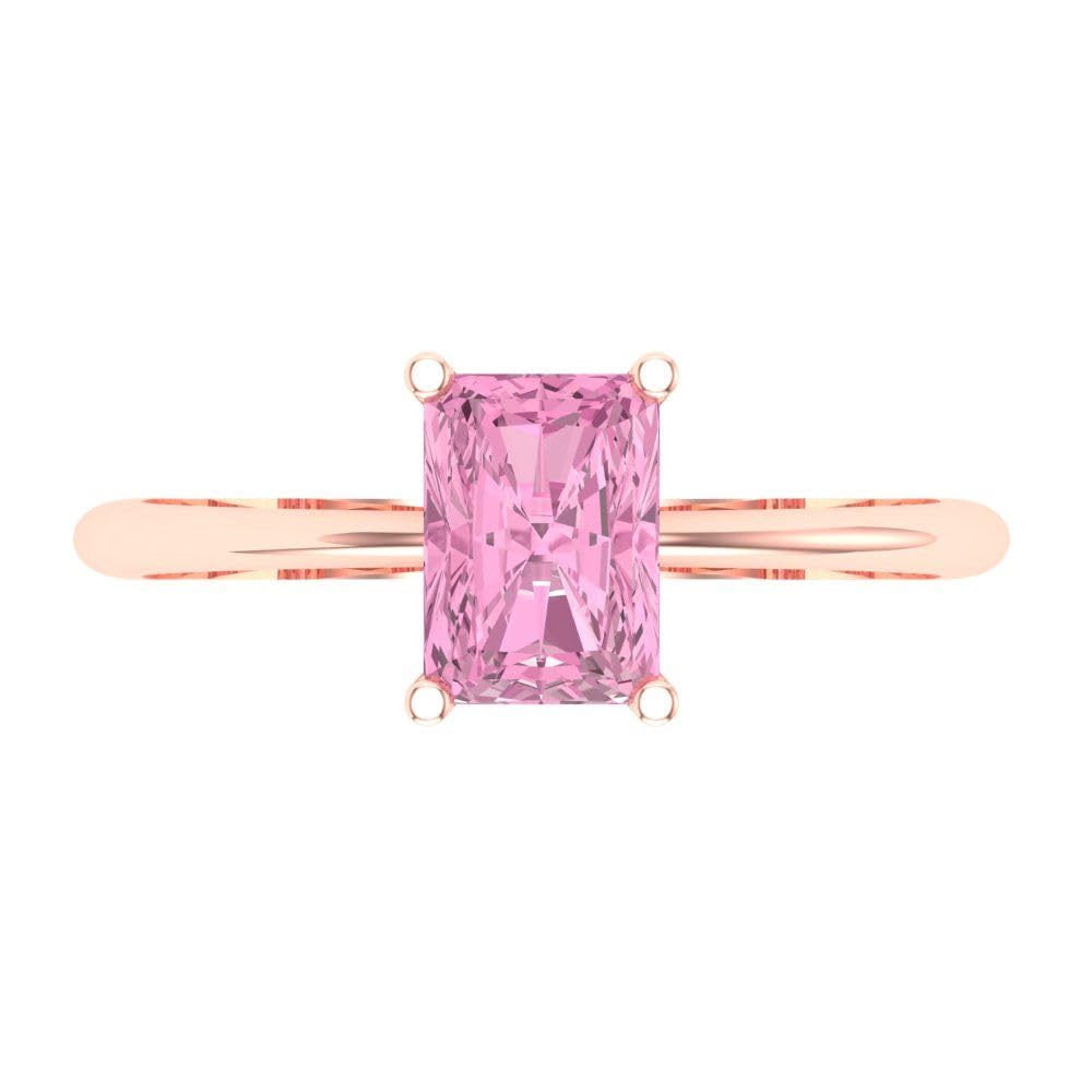 1.0 ct Radiant Cut Pink Simulated Diamond Ring for Women - 18K Rose Gold Solitaire Engagement Wedding Promise Anniversary Band - Perfect for Proposals, Bridal Jewelry & Special Occasions
