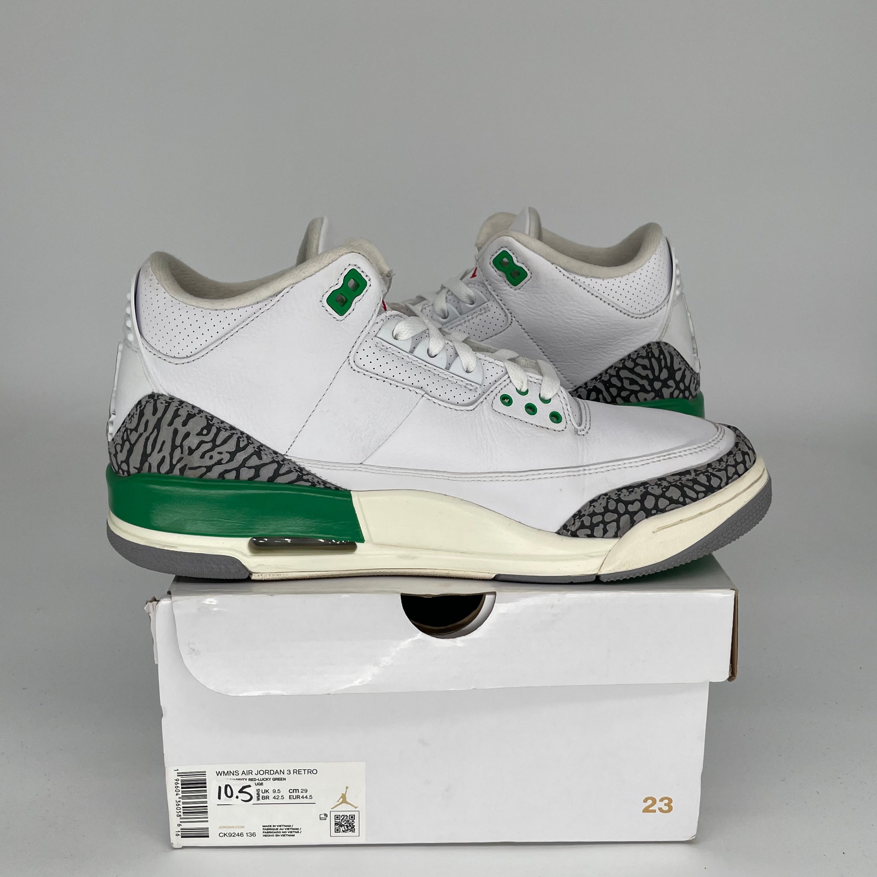 AIR JORDAN 3 LUCKY GREEN Basketball Shoes - Women's Size 10.5/12W (CK9246-136) - Retro Style Sneakers for Casual Wear & Street Fashion