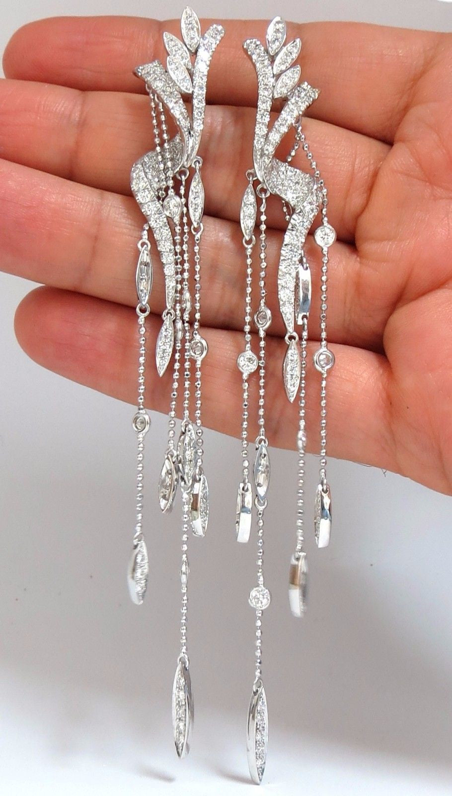 5.00ct Natural Diamond Dangle Ball Drop Earrings in 18K Gold - Elegant Jewelry for Weddings, Parties & Special Occasions