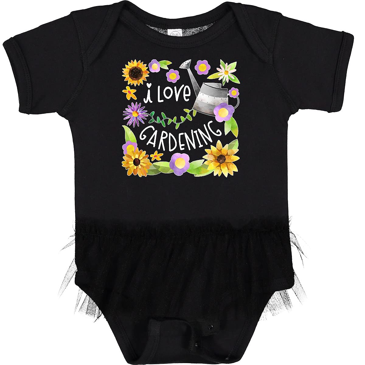 Inktastic I Love Gardening Pretty Flowers and Watering Can Infant Tutu Bodysuit - Cute Baby Outfit for Garden Parties, Photo Shoots & Special Occasions