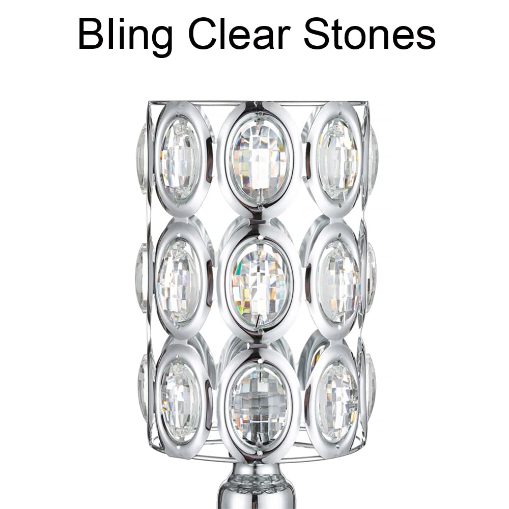 10-Pack Silver Metal Vases for Wedding Centerpieces - Tall Crystal Beaded Flower Stands for Tables, Birthday Parties & Home Decor | Elegant Event Decoration for Weddings, Anniversaries & Special Occasions