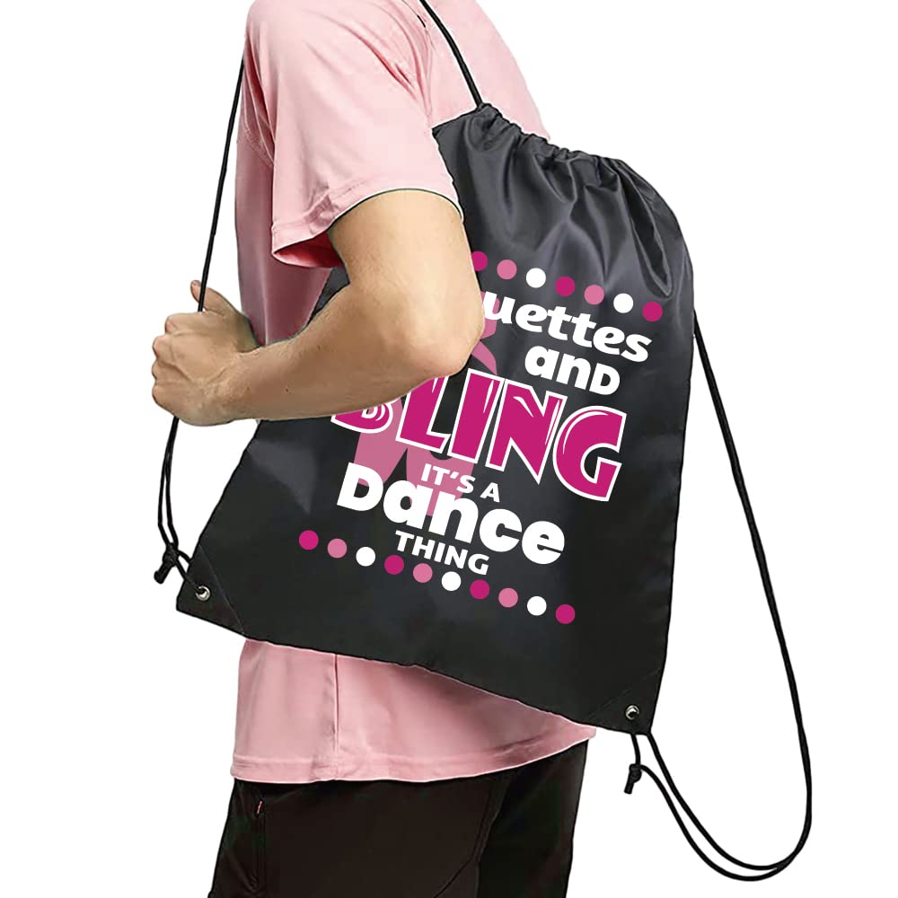 Haizct Sparkly Pirouette Drawstring Backpack - Ballet Dance Bag for Yoga & Rehearsal | Perfect Gift for Dancers & Actors | Great for Dance Classes, Gym & Travel