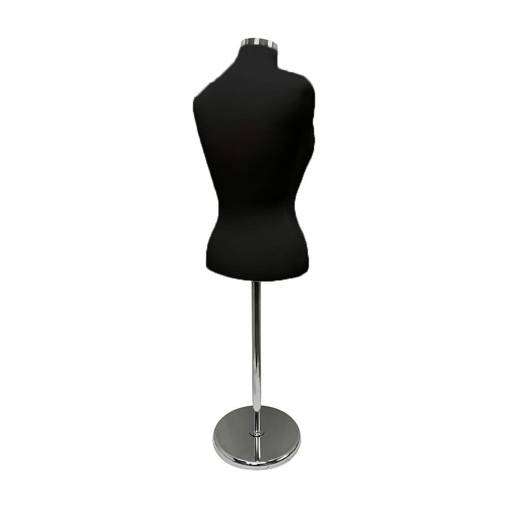 Adjustable Female Mannequin Torso with Chrome Base - Black Dress Form for Clothing Display, Fitting, and Tailoring | Perfect for Boutiques, Fashion Design, and Sewing Studios