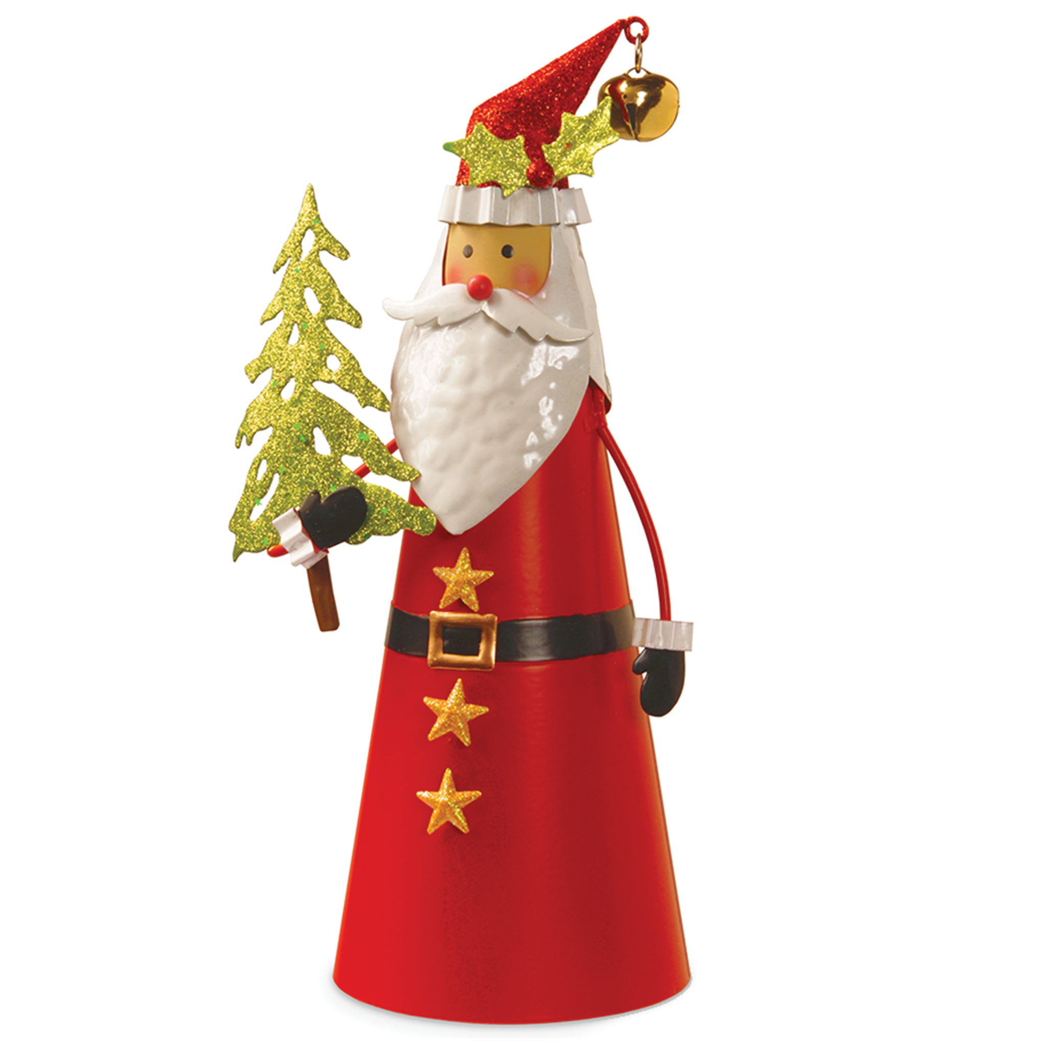 12 Inch Metal Santa Claus Figurine - Outdoor Christmas Decoration for Yard, Garden, and Holiday Display