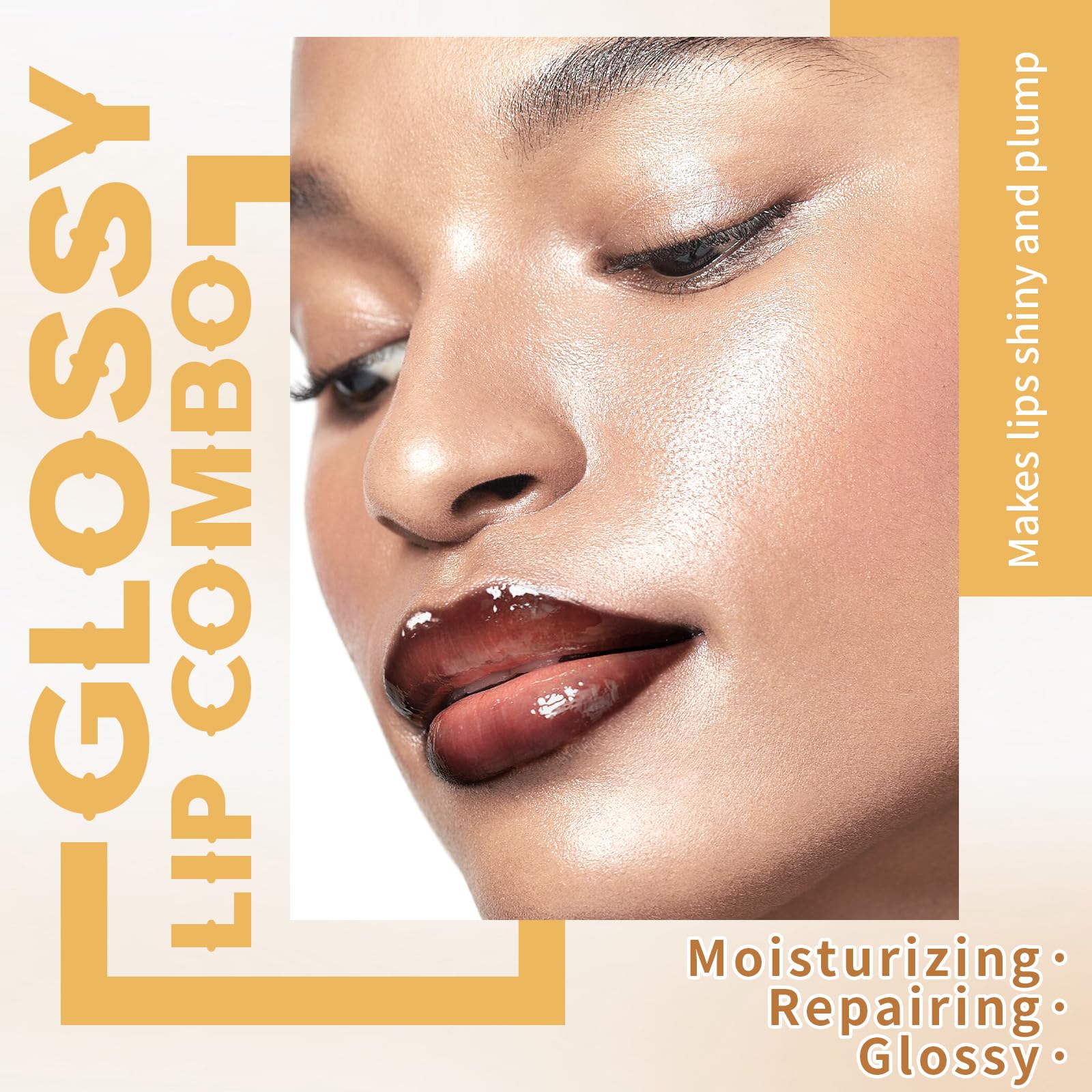 2 Colors Nourishing Lip Gloss Set - Hydrating Non-Sticky Plumping Lip Kit for Women | Natural Nude Tinted Lip Glow Oil, Moisturizing Lightweight Long-Wear Shiny Liquid Lipstick with Lip Liner Combo | Perfect for Daily Wear, Date Night & Special Occasions