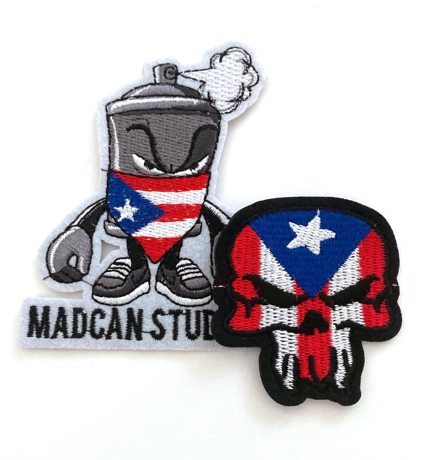 Puerto Rico Flag Iron On or Sew On Patches - 2 Pack - Embroidered Applique for Clothing, Bags, Hats & DIY Crafts
