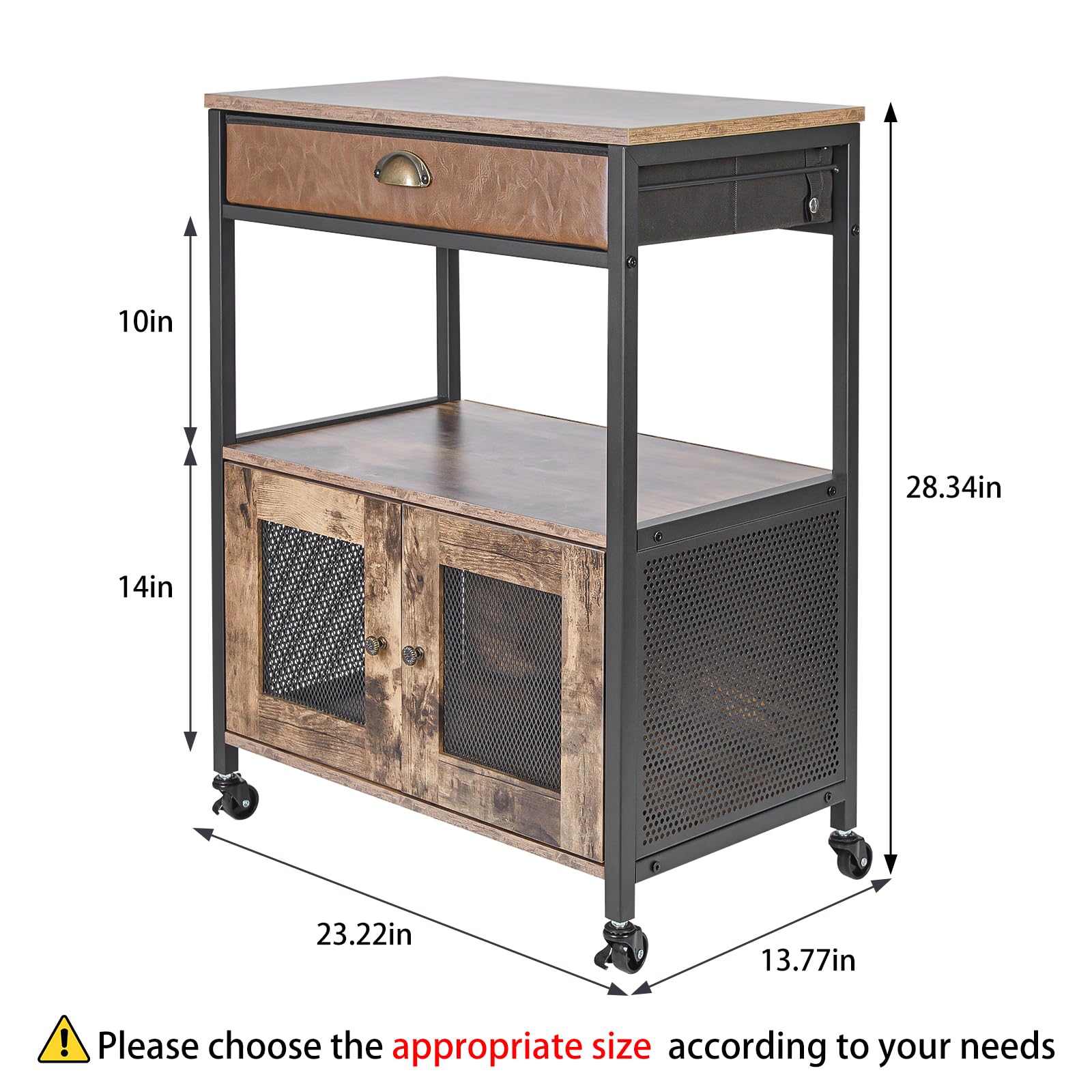 X-cosrack 3-Tier Rolling Coffee Bar Cabinet with Drawer - Farmhouse Style Mobile Kitchen Cart for Coffee Station, Living Room, Entryway & Dining Room - Perfect for Home Brewing, Entertaining & Small Space Storage