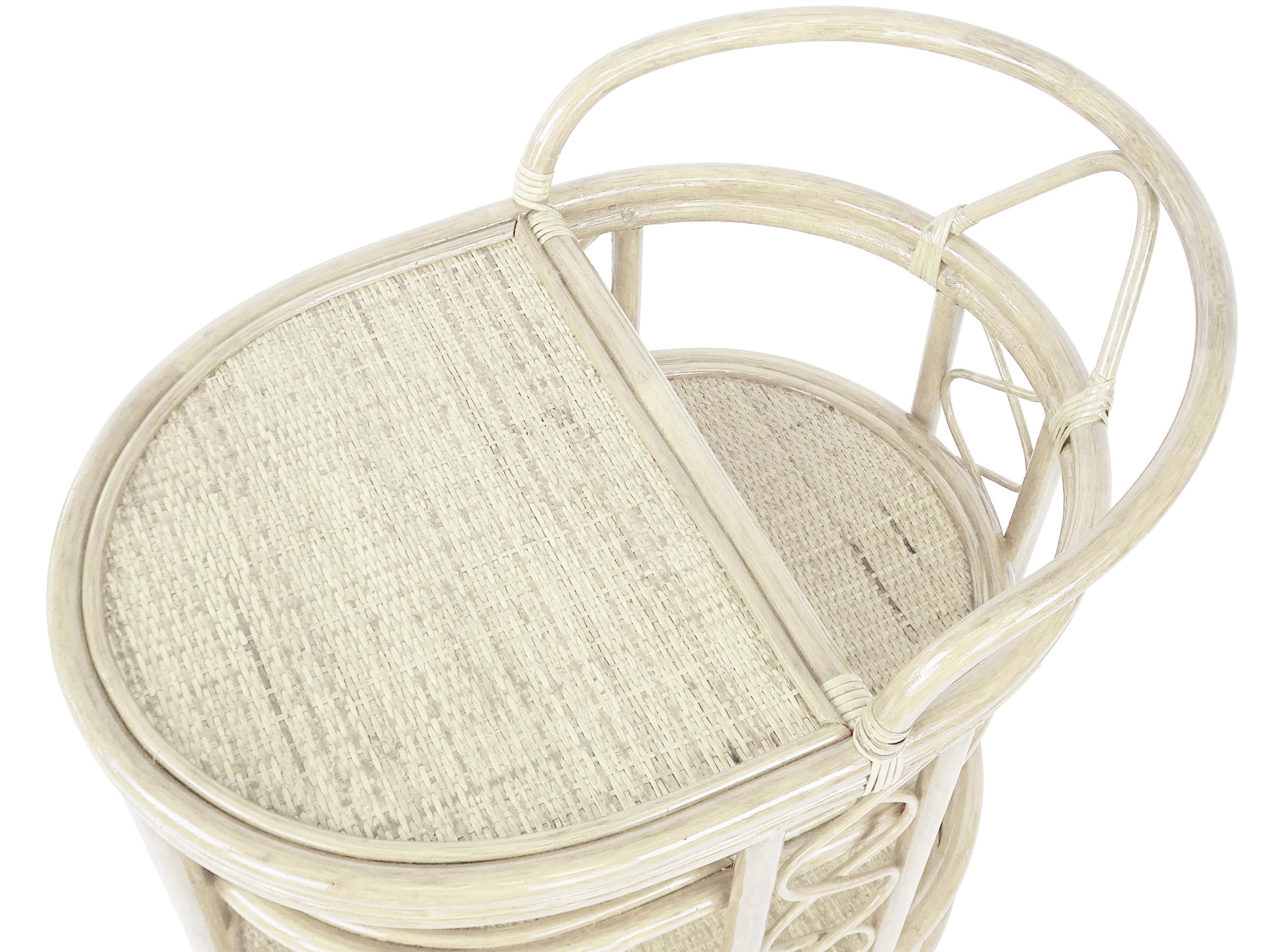 Handmade Woven Rattan Serving Cart with Wheels - Natural Wicker Fully Assembled in White Wash Finish | Perfect for Outdoor Patio, Garden Parties & Indoor Kitchen Use