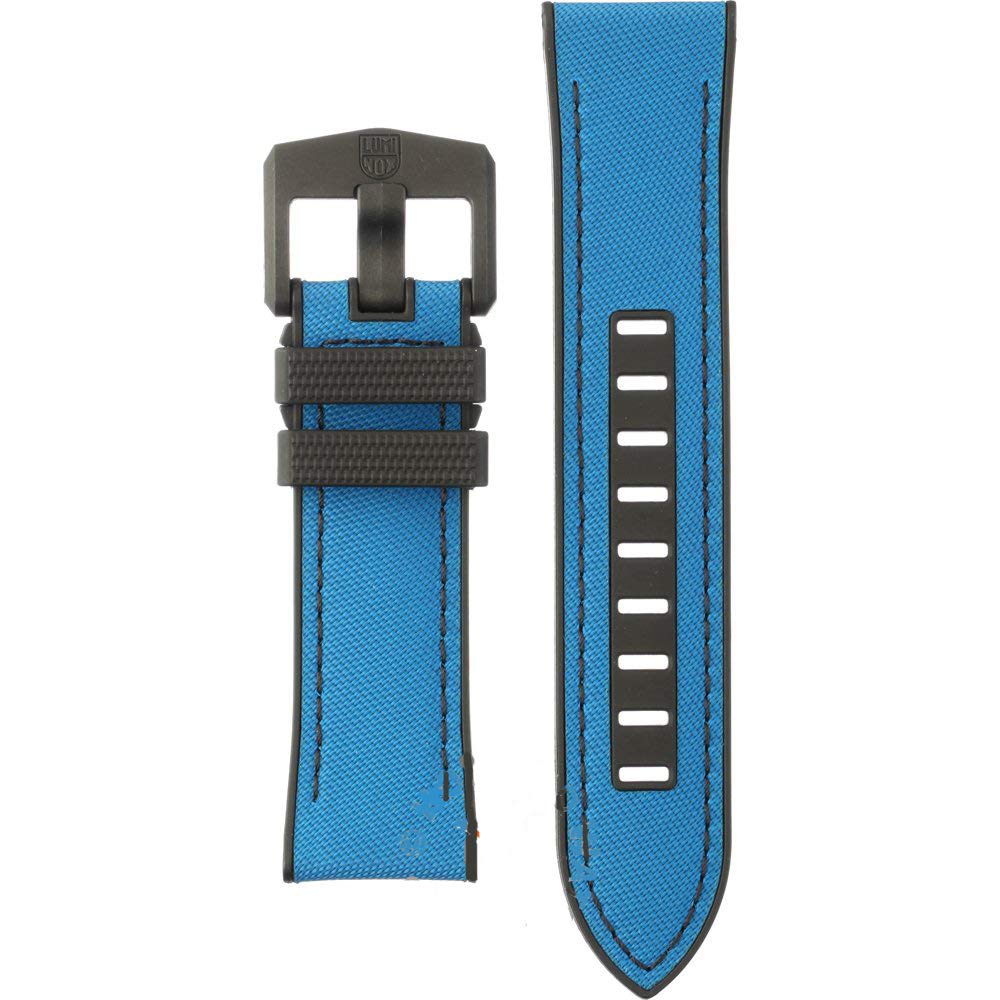 24mm Blue Nylon & Black Rubber Watch Strap with Black Stitching (ICE-SAR Series) - Durable Waterproof Replacement Band for Outdoor Sports, Diving, and Everyday Wear