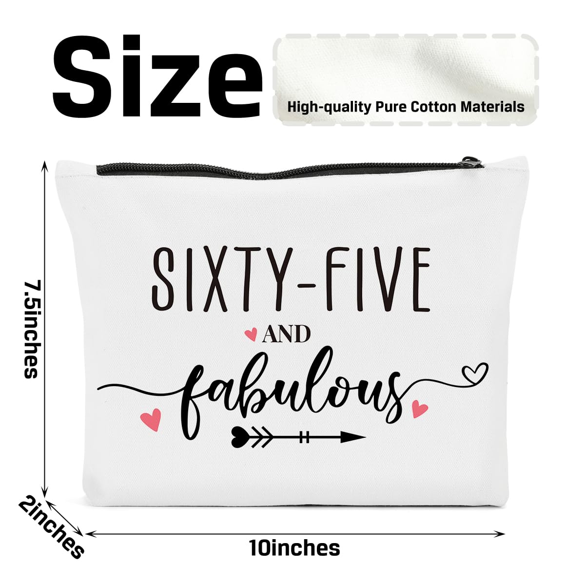 65th Birthday Gifts for Women - Funny & Fabulous Makeup Bag | Cosmetic Pouch for 65 Year Old Women | Perfect for Birthday Parties & Anniversary Decorations | Great Gift Idea for Mom, Grandma & Friends