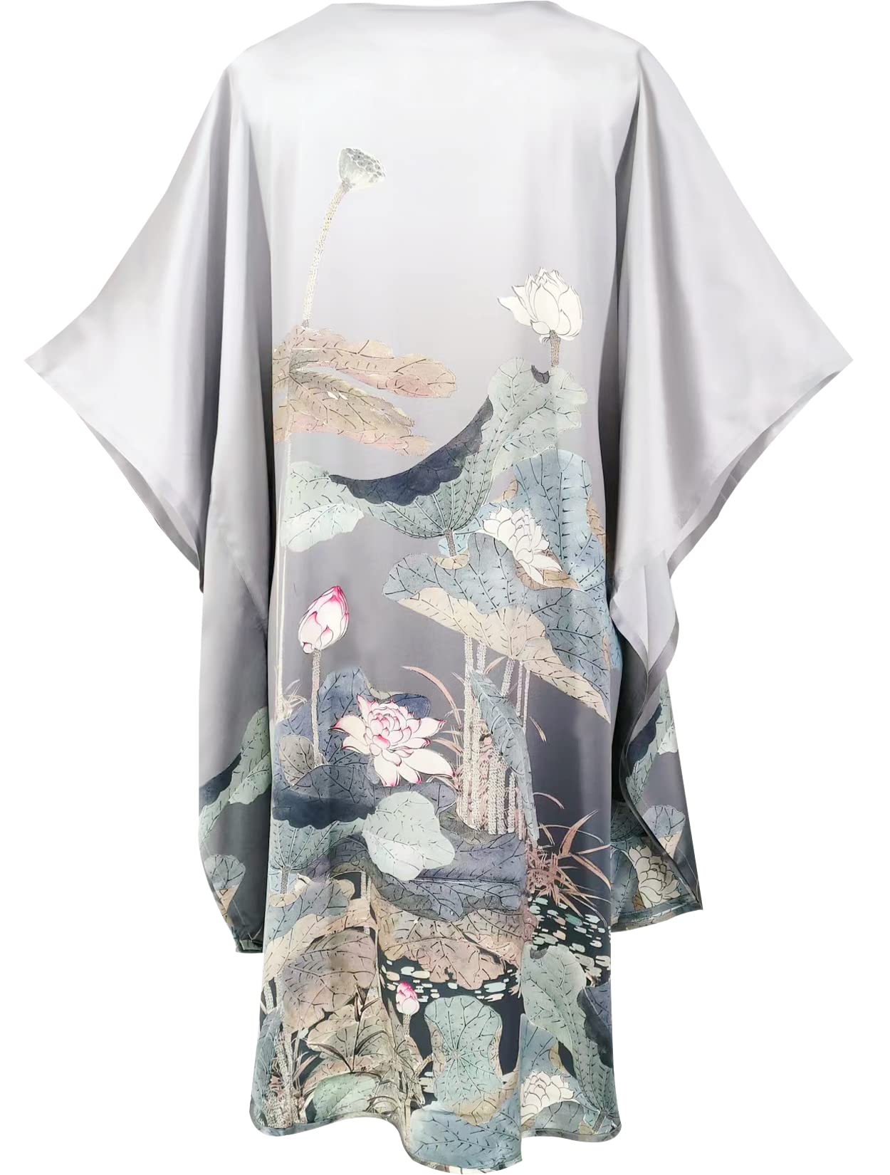 Luxury 100% Silk Pajamas for Women | Floral Print Silk Kimono Robe & Bathrobe with Doll Sleeves - Perfect for Spa Days, Bridal Showers & Relaxing at Home