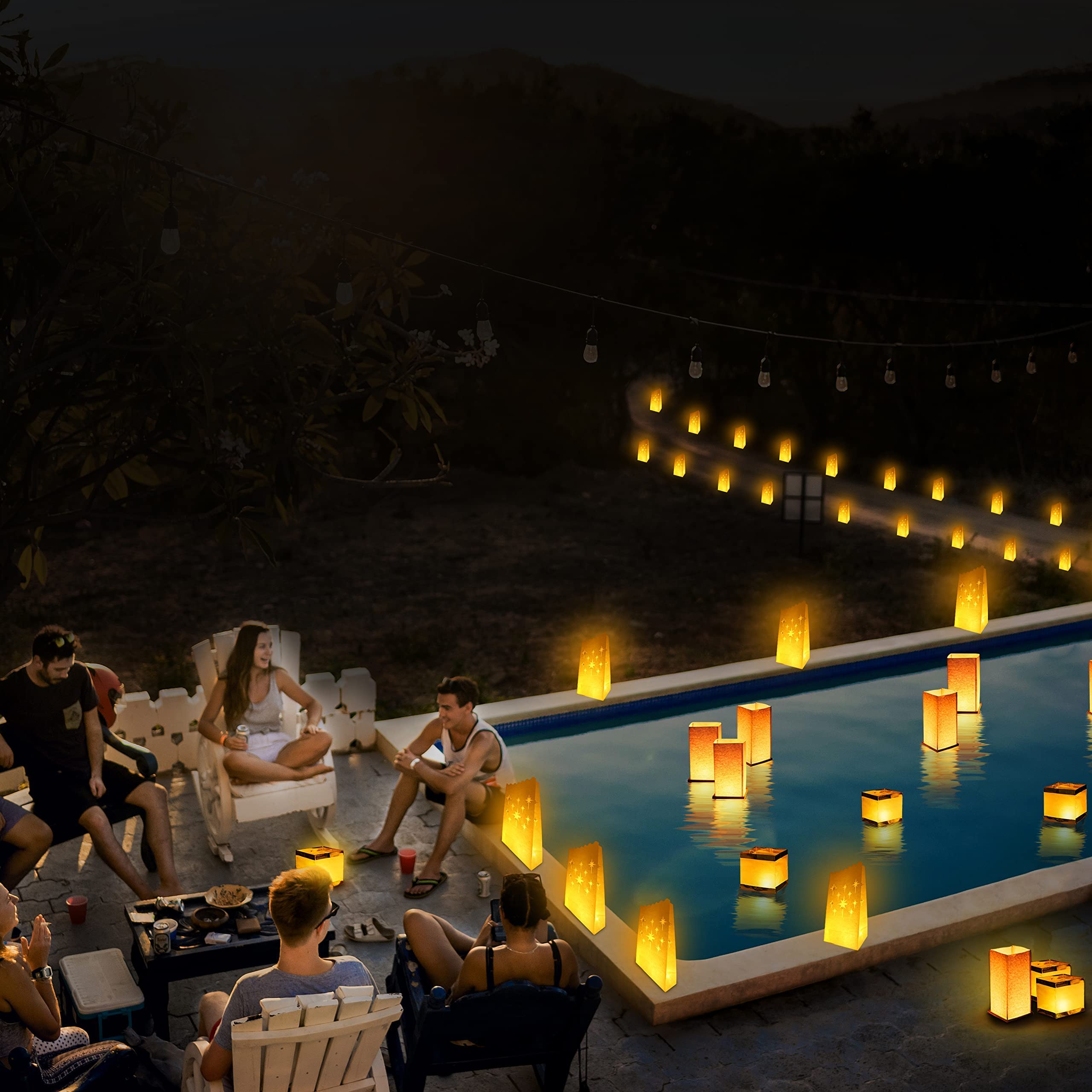 12 Pack Floating Lanterns - Waterproof Square & Rectangle Sets for Pool, River, Wedding Decor, Memorials, Parties - Outdoor Decorative Floating Candles for Romantic Events & Special Occasions
