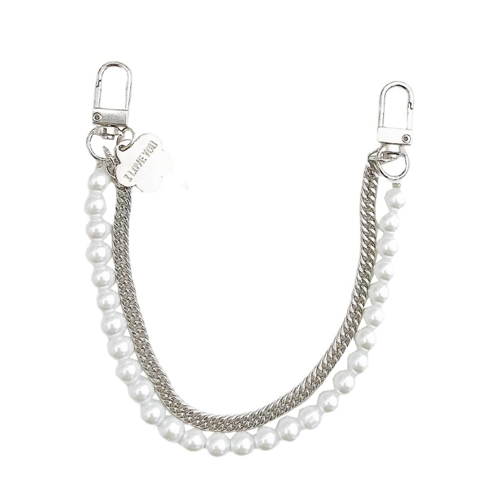 Elegant White Pearl Metal Bag Strap - Twisted Purse Chain for Handbags | DIY Replacement Handles for Women's Accessories | Perfect for Evening Bags, Clutches & Shoulder Bags