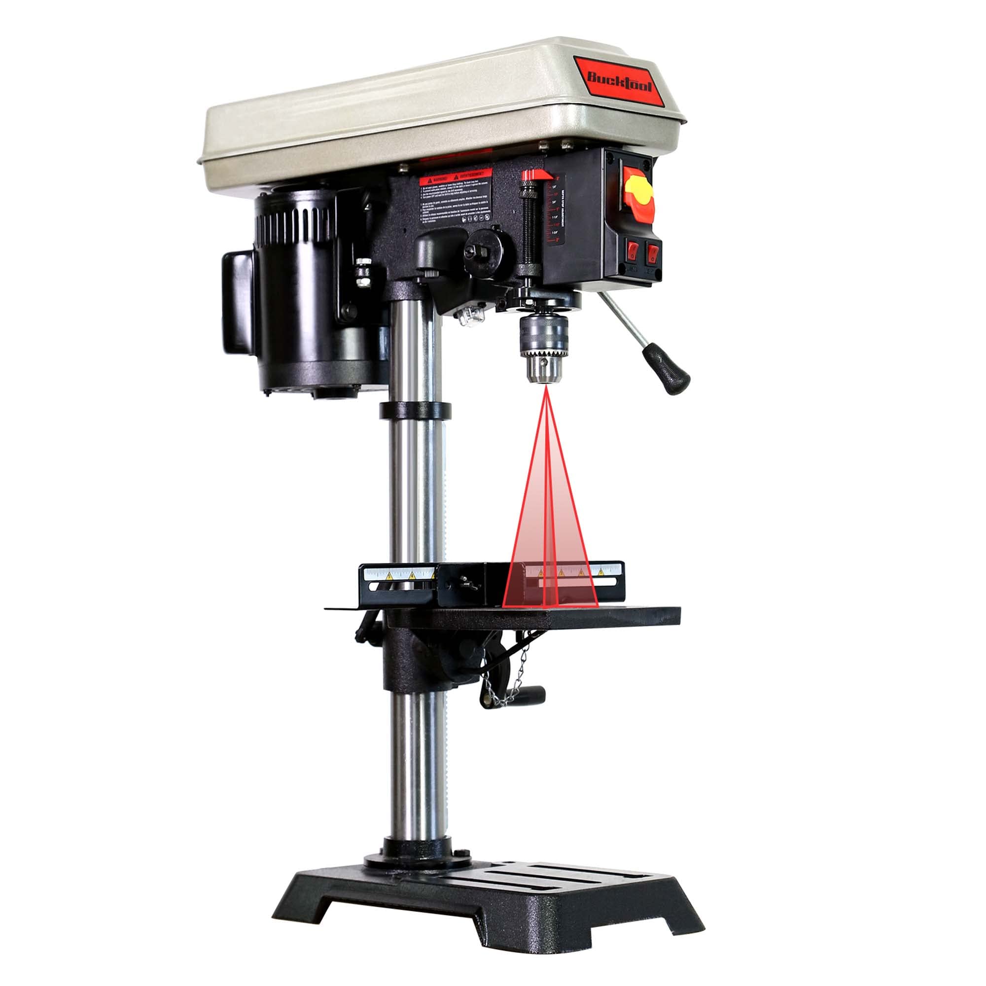 BUCKTOOL 10 Inch Drill Press - 6.0 Amp 3/4 HP Benchtop Drill Press with 5-Speed & LED Work Light - Perfect for Woodworking, Metal Drilling & DIY Home Projects