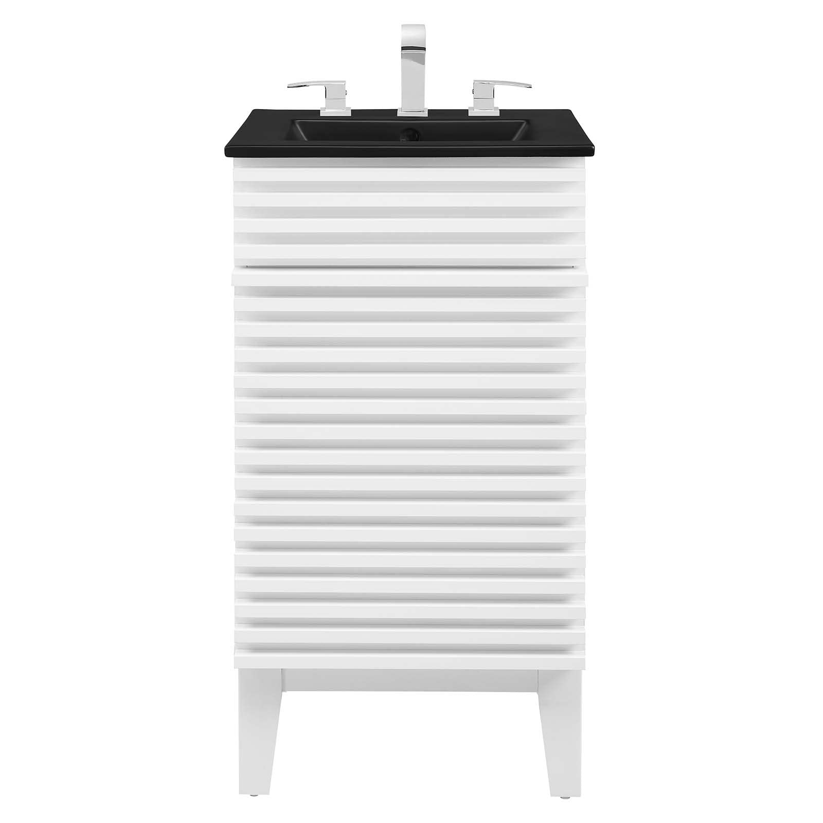 Modway Render 18 Inch Modern Bathroom Vanity with White Ceramic Sink & Black Finish - Perfect for Small Bathrooms, Powder Rooms & Apartment Remodels