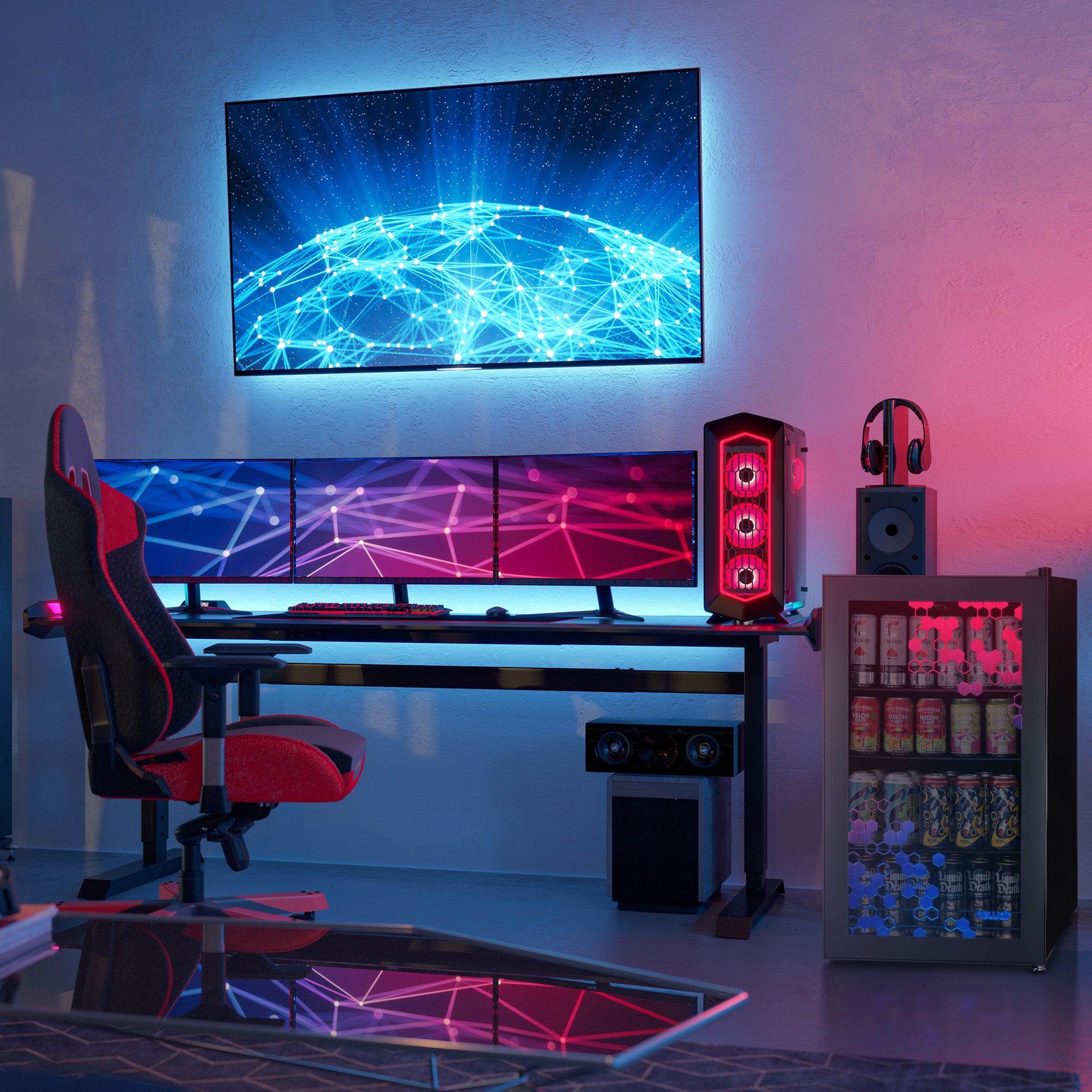 Newair® Prismatic™ Series 85 Can Beverage Refrigerator - Compact 18.7 Inch Mini Fridge for Beer, Soda & Wine - Perfect for Home Bar, Office, Dorm Room & Game Room