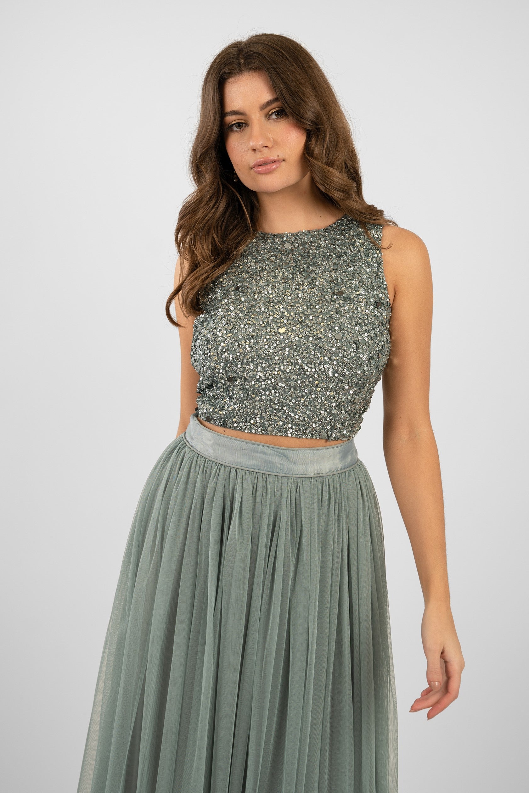 Picasso Teal Sequin Blouse for Women | Elegant Party Top with Sparkling Sequins | Perfect for Evening Events, Date Nights & Special Occasions