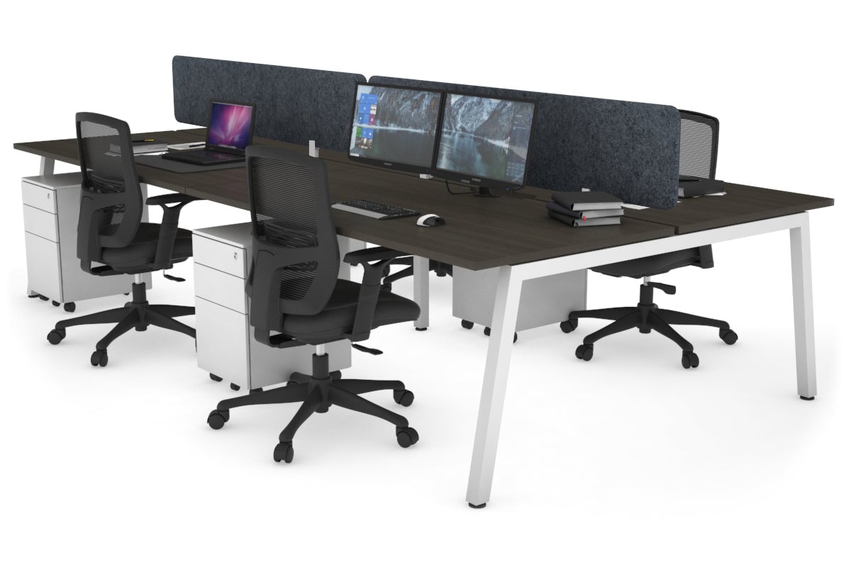 Quadro 4-Person Office Workstation Desk - 1200L x 800W with Cable Management Scallop - Perfect for Collaborative Workspaces, Team Meetings & Open Office Environments