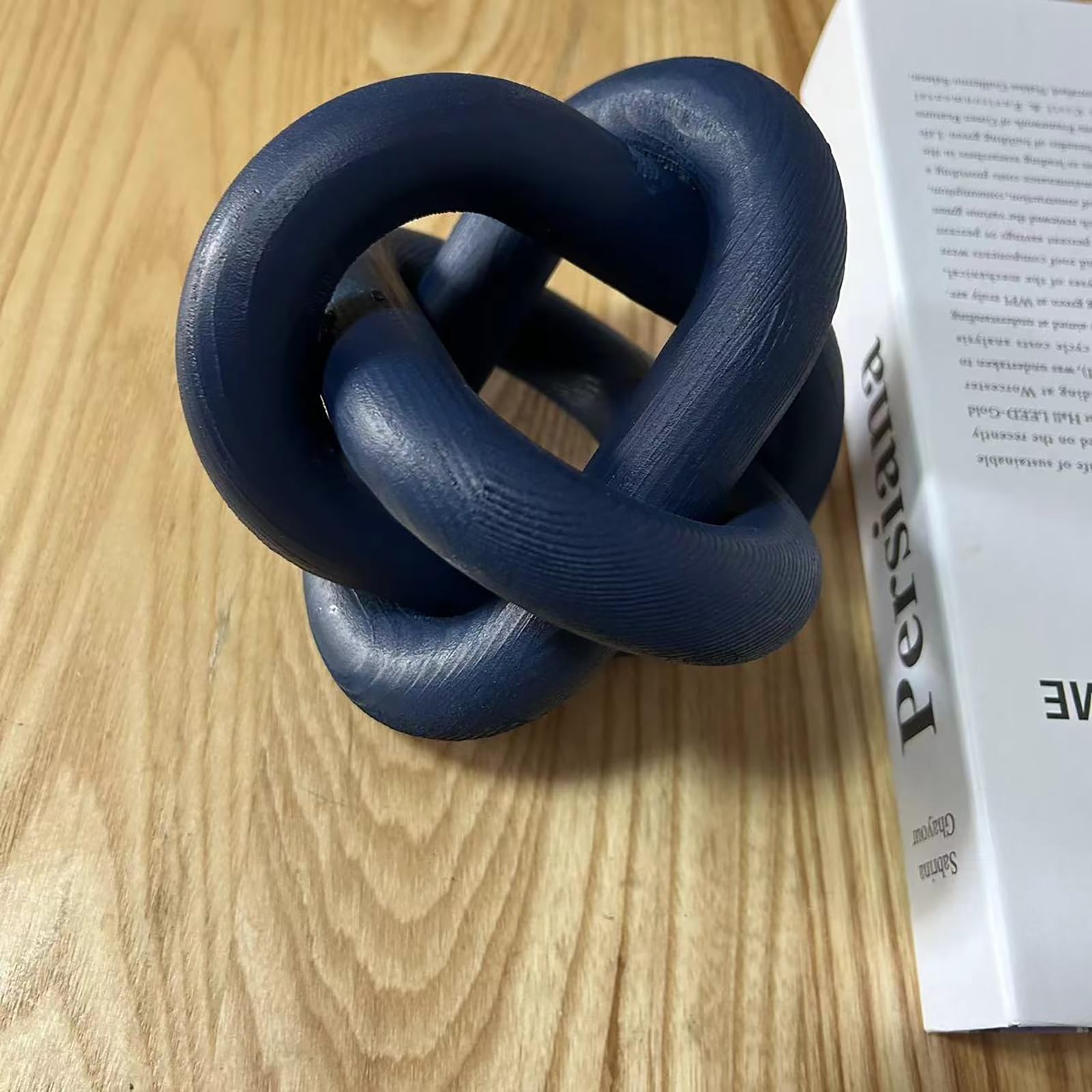 Hand-Carved Wood Knot Link Chain Decor - Rustic Boho Farmhouse Coffee Table & Shelf Decorative Object for Living Room, Bedroom & Office Spaces (Blue) - Perfect for Home Decor, Wedding Centerpieces & Gift Giving