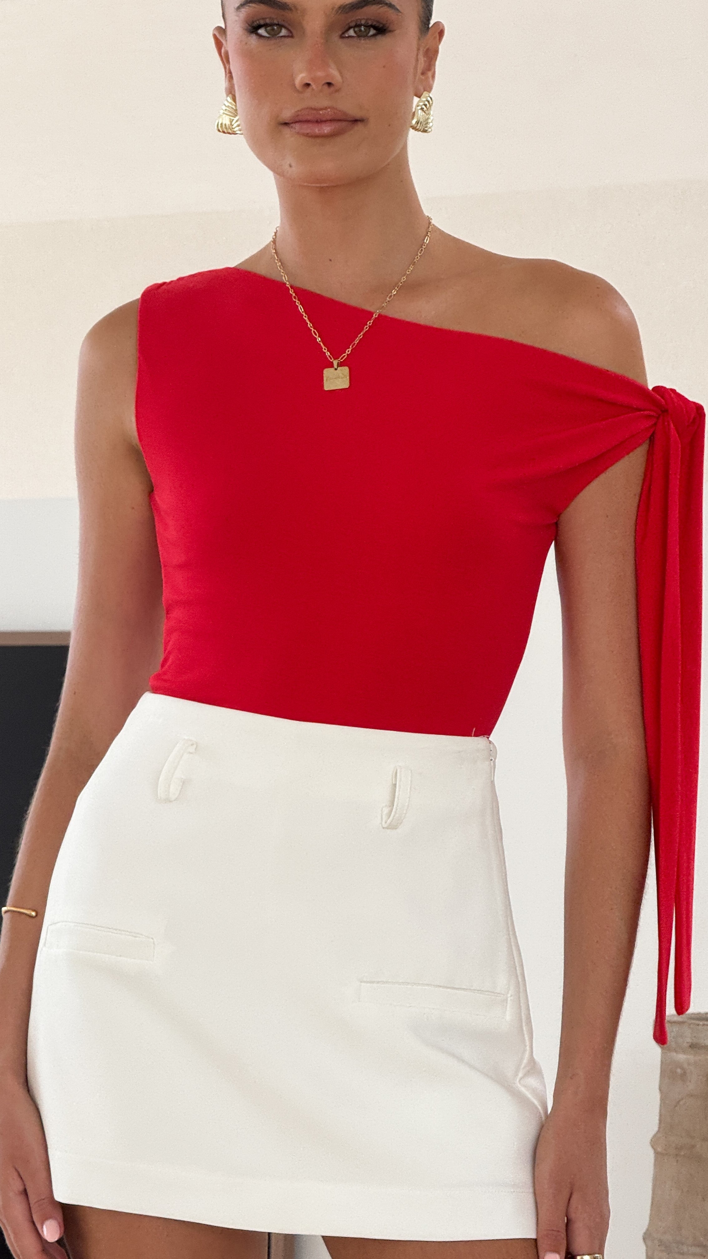 Cavatina Women's Off Shoulder Blouse - Red Floral Summer Tops for Beach, Vacation & Casual Outings