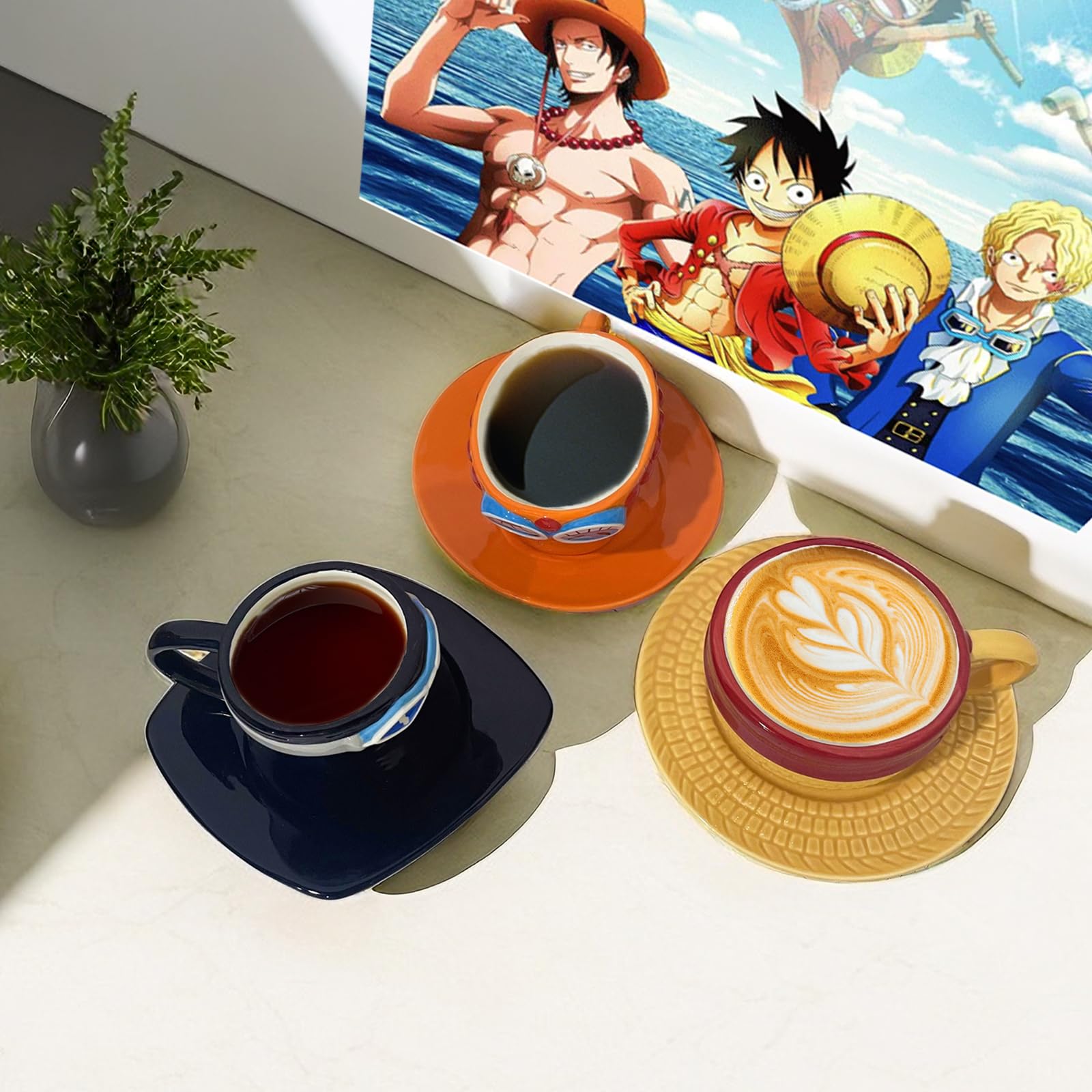 One Piece Anime Sabo's Hat Ceramic Coffee Mug - 15oz Novelty Tea & Milk Cup for Fans - Perfect Gift for Christmas, Birthday, Anniversary - Great for Home, Office & Anime Lovers Collection