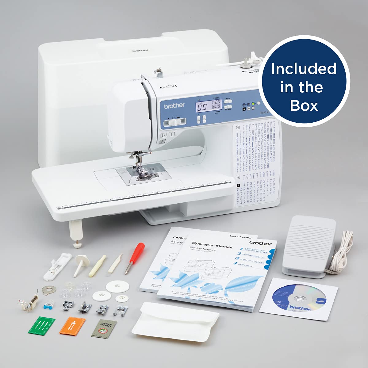 Brother Computerized Sewing and Quilting Machine with 165 Built-in Stitches, LCD Display & Wide Table - Includes 8 Presser Feet (White, 20x12x17) - Perfect for Home Sewing, Quilting, Dressmaking and DIY Crafts