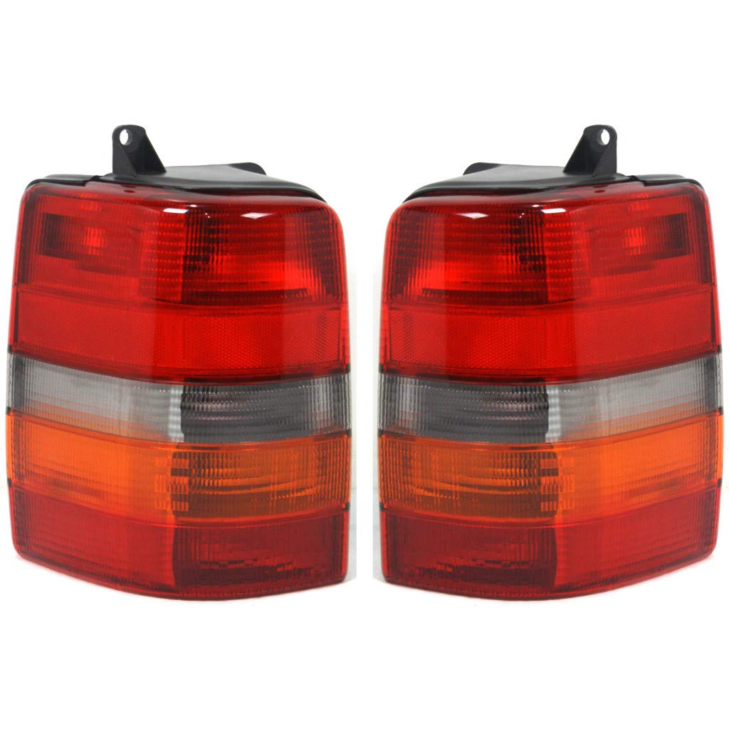 1993-1998 Jeep Grand Cherokee Rear Tail Lights Pair - Driver & Passenger Side Assembly (CH2800121 & CH2801121) - Replacement for 55155739AA & 55155738AA - Perfect for Off-Roading & Night Driving Safety