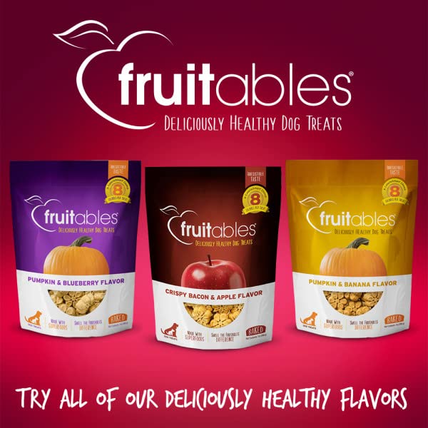 Fruitables Baked Pumpkin & Cranberry Dog Treats - Healthy Low Calorie, Grain-Free Dog Snacks with No Wheat, Corn or Soy - 198g for Training & Digestive Health